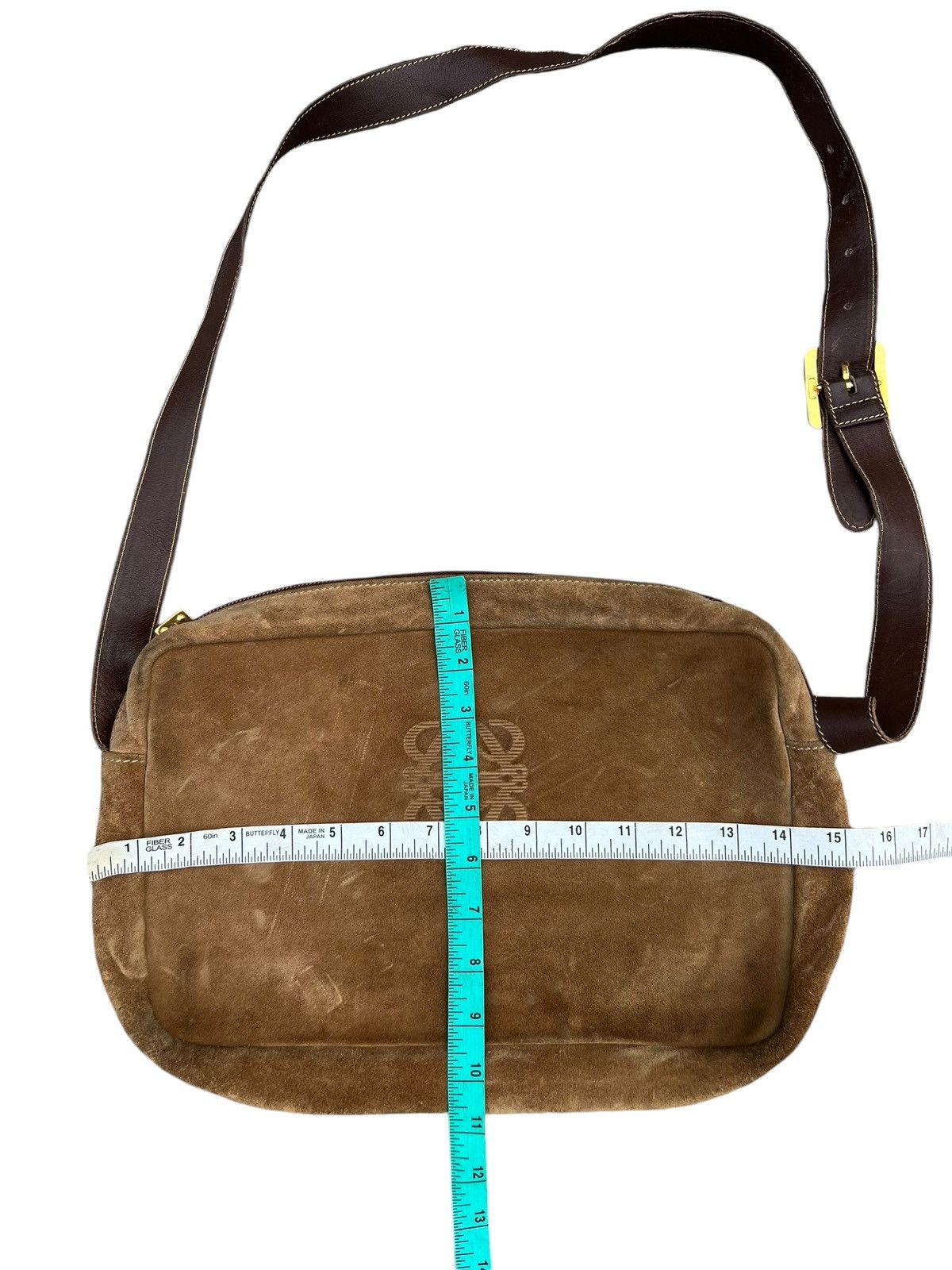 Leather Vintage 80s LOEWE Patina Distress Scratch Suede Leather Bag Size ONE SIZE - 25 Thumbnail
