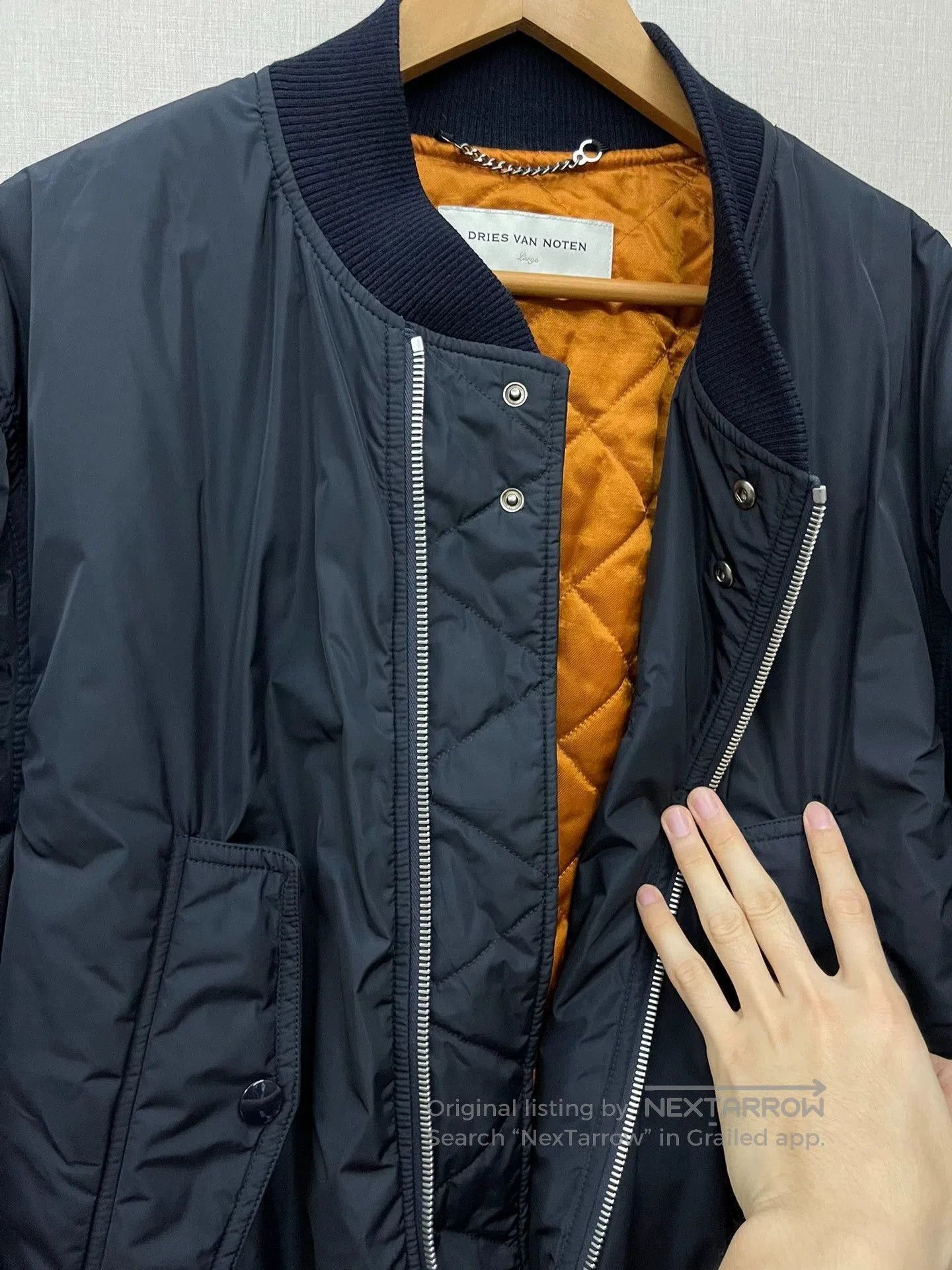 Dries Van Noten Blue Bomber Jacket with Zip and Button Closure. Size US L / EU 52-54 / 3 - 4 Thumbnail
