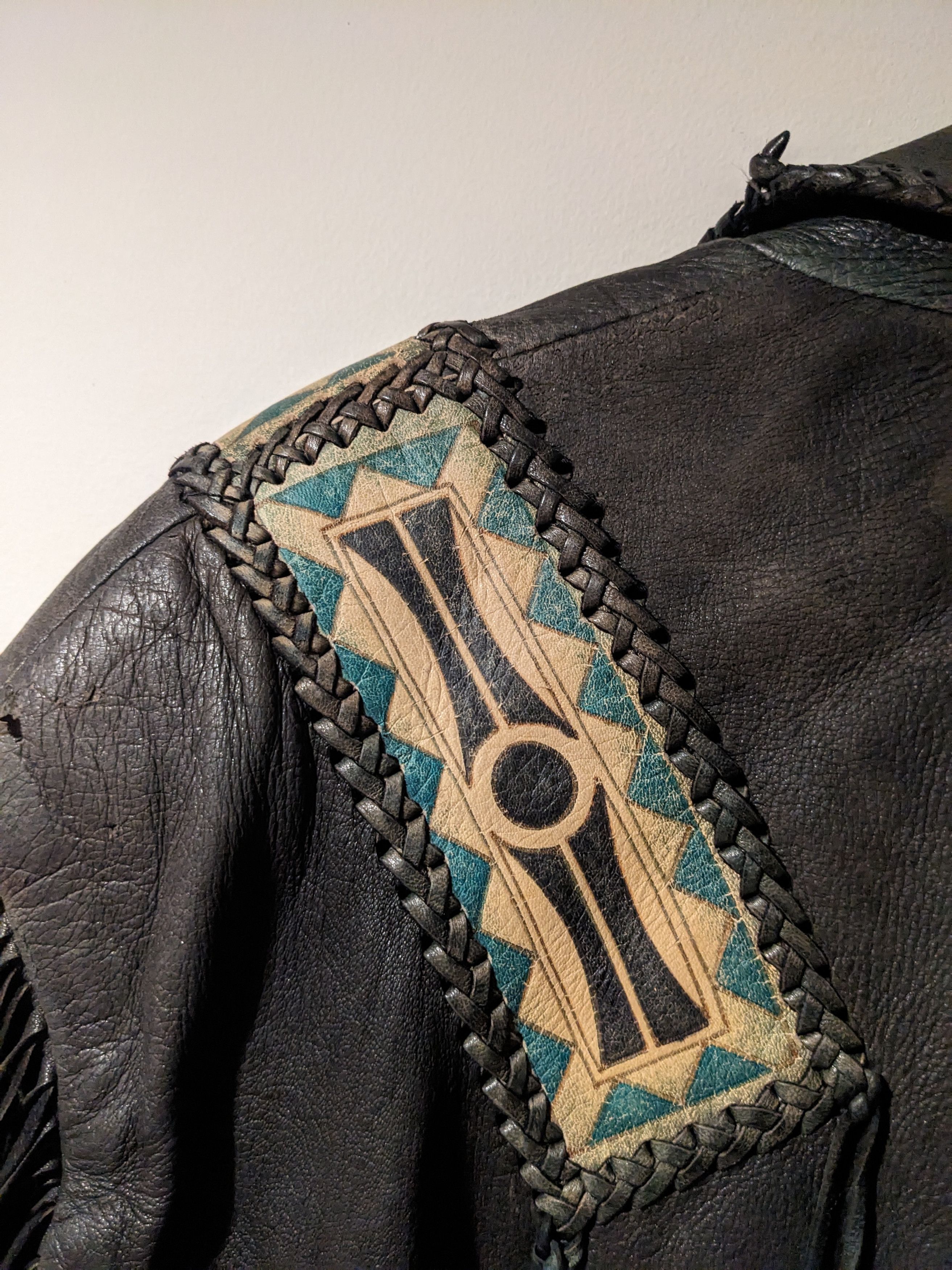 Designer × Vintage Vintage Native American Tribal Western Leather Vest Jacket Size US L / EU 52-54 / 3 - 13 Thumbnail