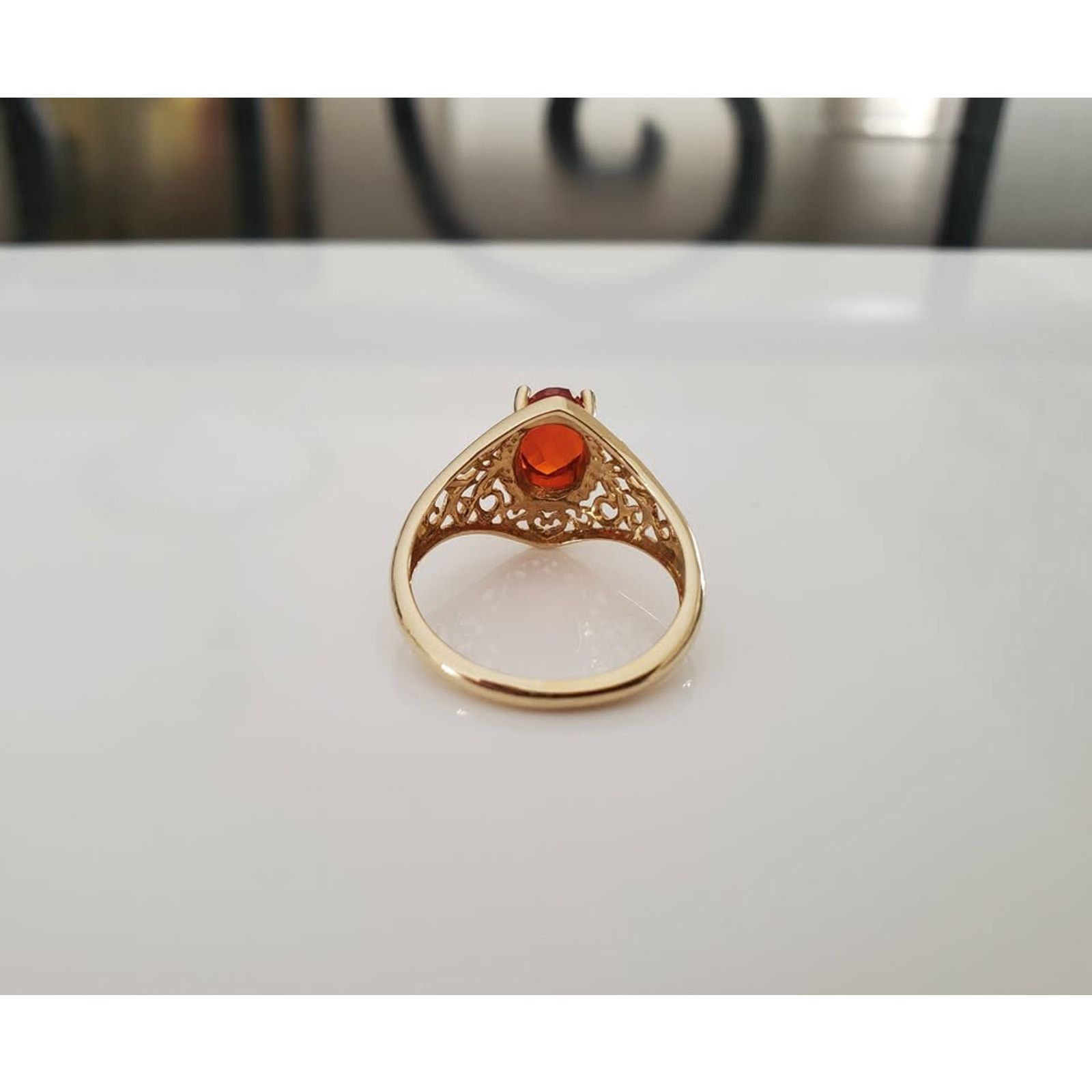 Other Vintage Style Orange Stone Filigree 14K Gold Ring – 3.04g Size ONE SIZE - 4 Thumbnail