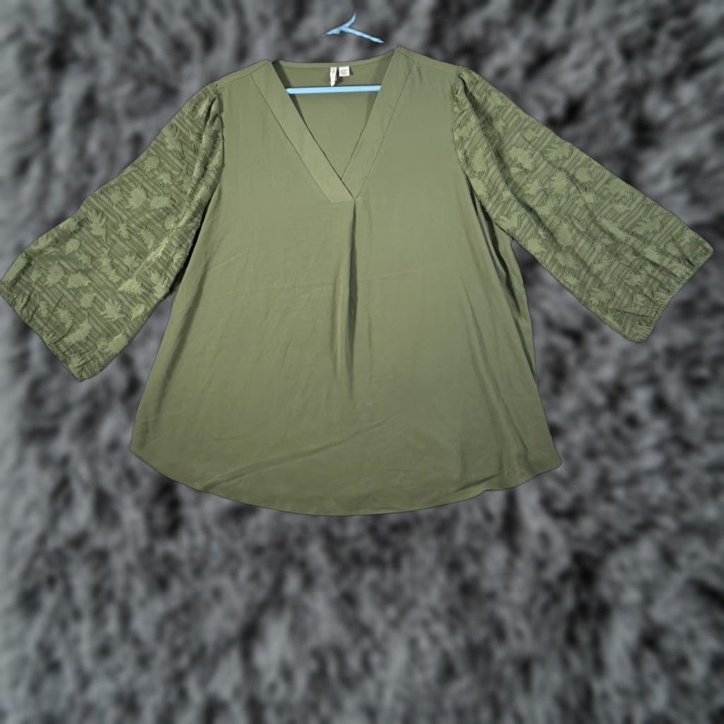 Vintage Cato Blouse Women Plus 18W 18/20W Green Casual Work Office Draped Relaxed Comfort Shirt Size XXL / US 16-18 / IT 52-54 - 1 Thumbnail