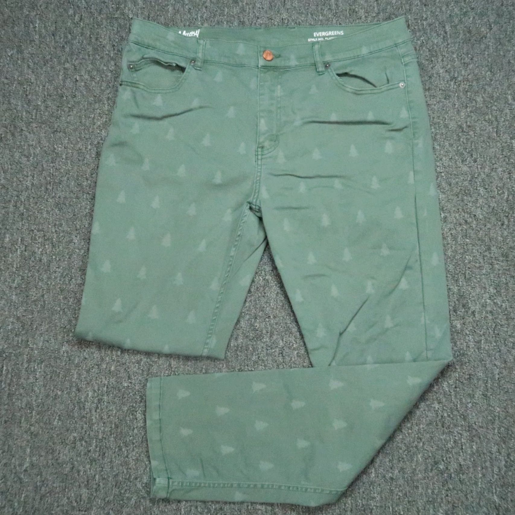 Evergreen Mugsy Jeans Mens 38x32 Green 5-Pocket Straight Stretch Denim Size US 38 / EU 54 - 2 Thumbnail