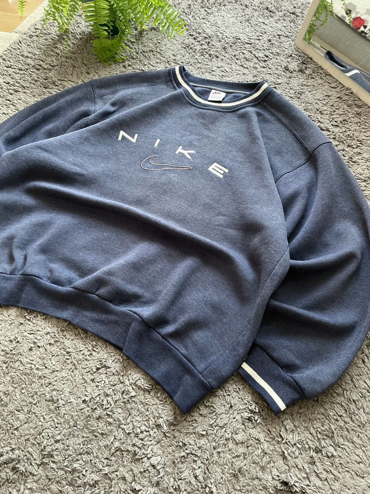 Nike × Vintage 90s Nike Vintage Sweatshirt Streetwear Center Logo Swoosh Size US XL / EU 56 / 4 - 5 Thumbnail