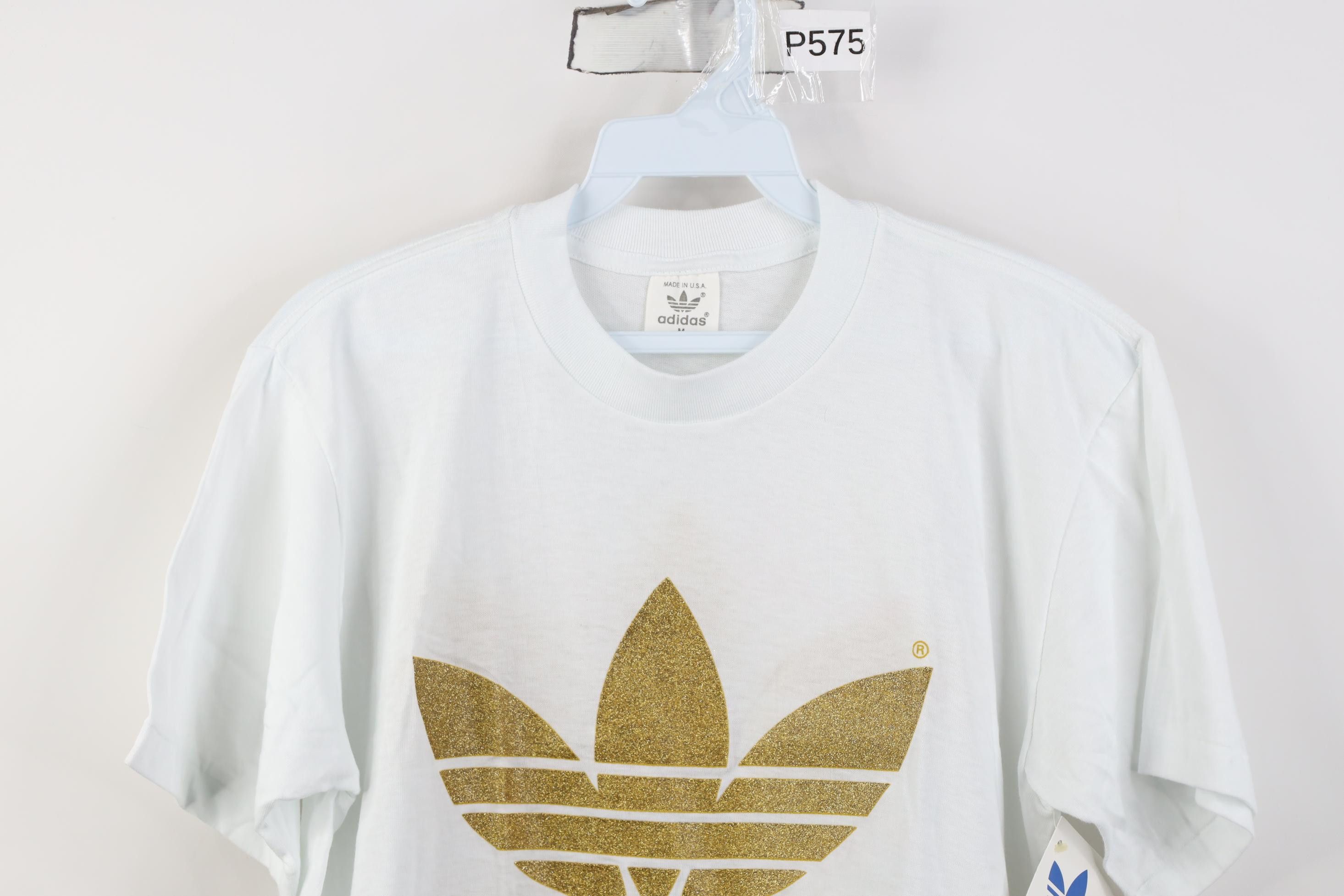 Adidas Deadstock Vintage 80s Adidas Gold Trefoil T-Shirt USA Size US M / EU 48-50 / 2 - 2 Thumbnail