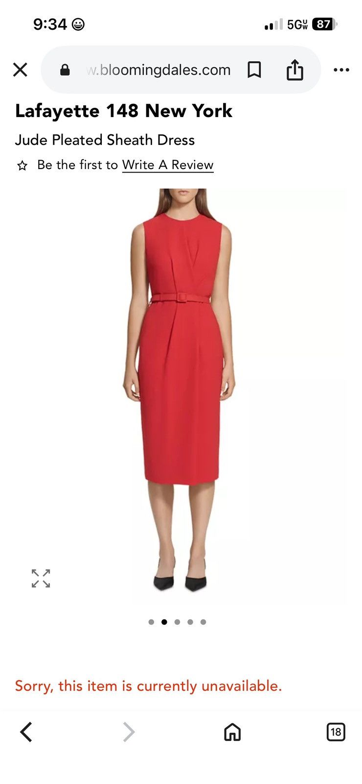 Lafayette 148 Women Lafayette 148 New York Jude Pleated Sheath Dress Size M / US 6-8 / IT 42-44 - 2 Thumbnail