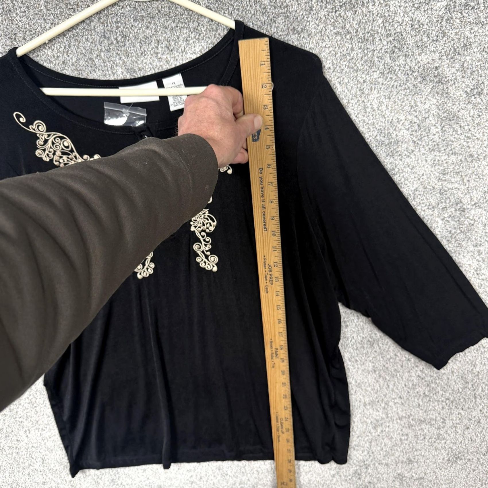 Vintage VINTAGE Jaclyn Smith T-Shirt Womens 1X Plus Black Embroidered Henley Whimsigoth Coquette Size XL / US 12-14 / IT 48-50 - 2 Thumbnail