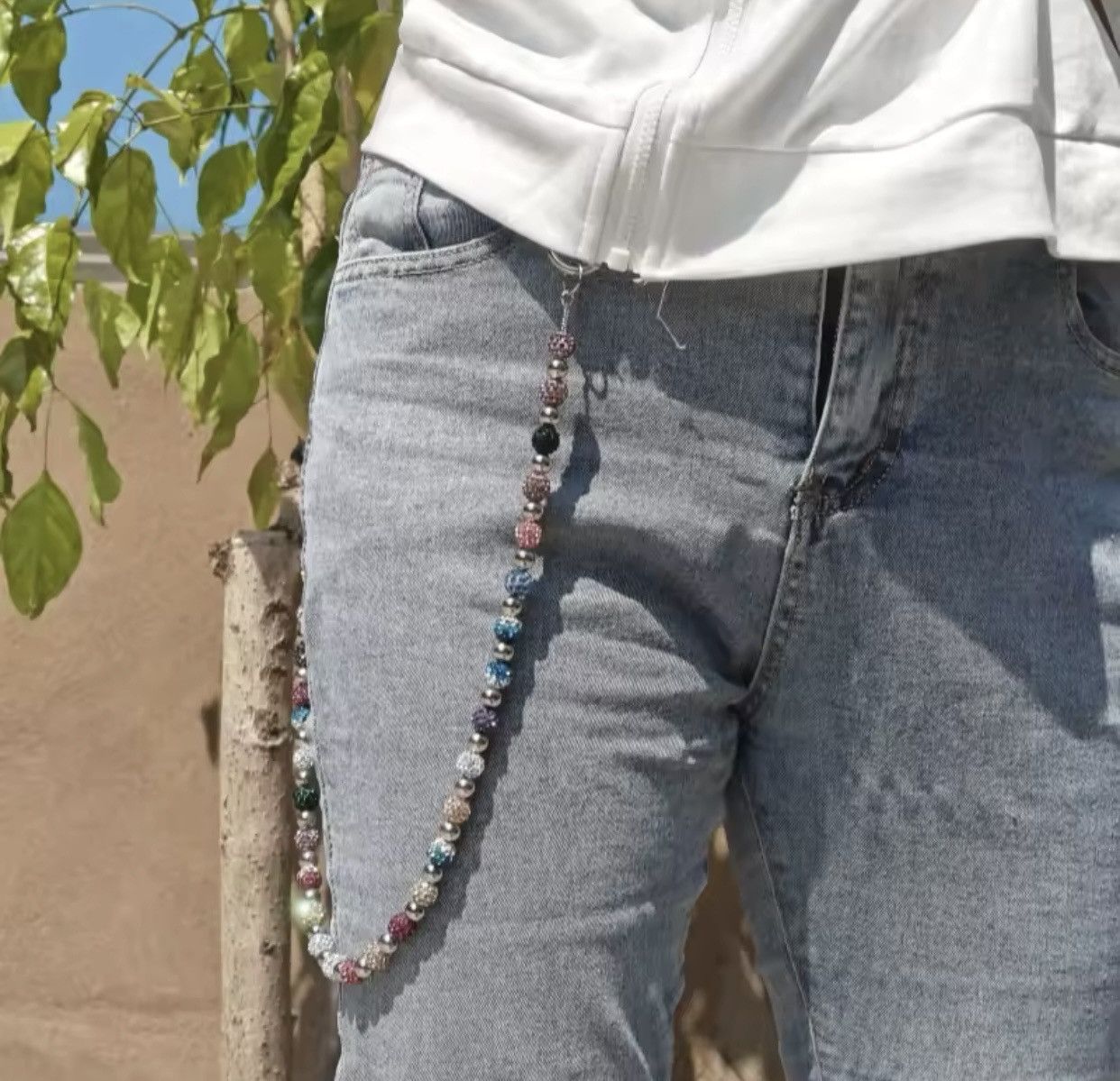Jewelry Round Bead Rhinestone Multicolor Punk Pants Chain Size ONE SIZE - 1 Thumbnail