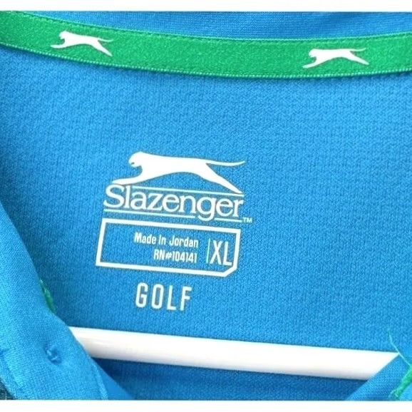 Vintage Slazenger Shirt Men XL Blue Geometric Golf Polo Short Sleeve Logo Rugby Size US XL / EU 56 / 4 - 3 Thumbnail