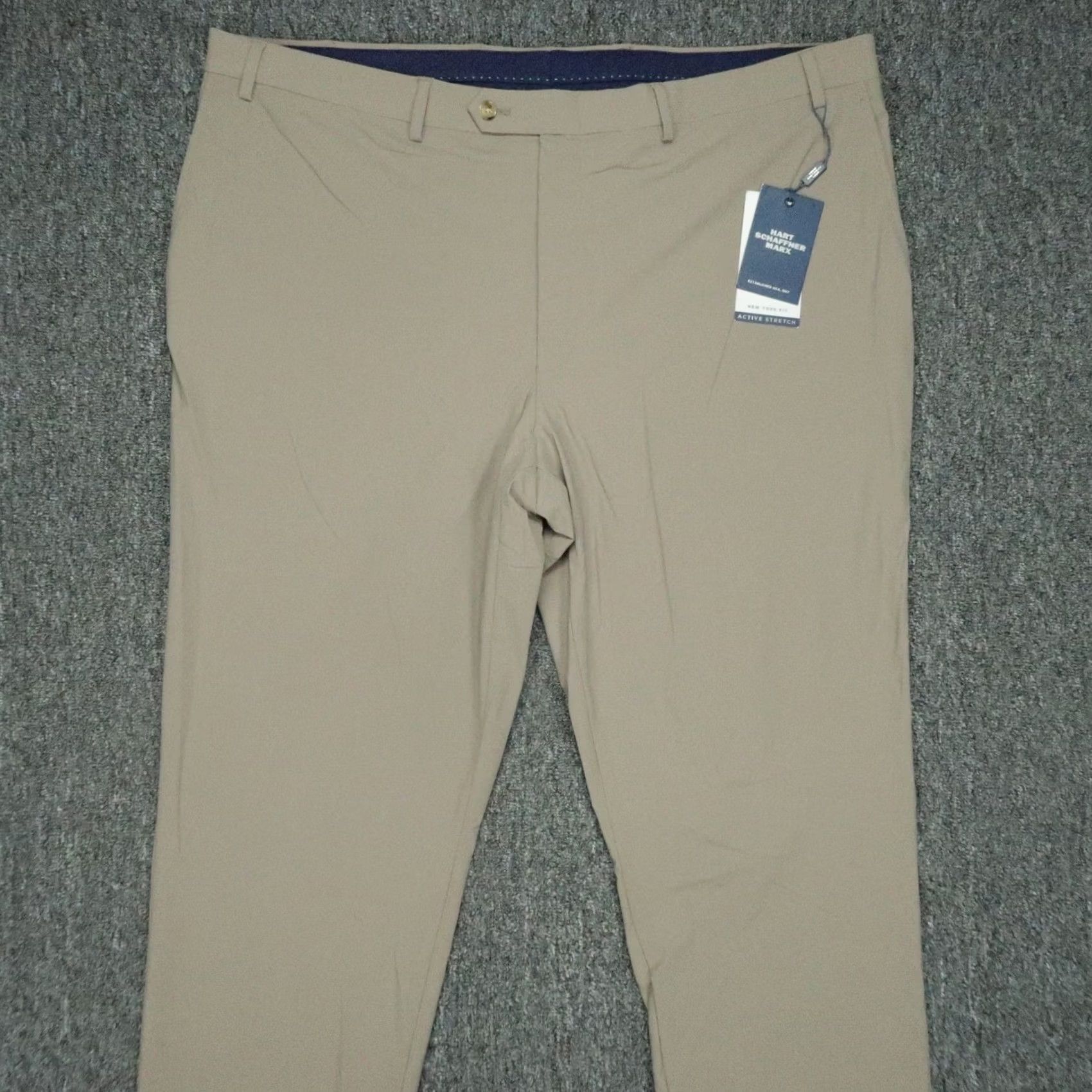 Hart Schaffner Marx Hart Schaffner Marx Pants Mens 42R Khaki Tan New York Fit Active Stretch Unhemmed Slant Pocket Dress Pants 42 Regular Beige Pattern Solid Vintage No Size US 42 / EU 58 - 2 Thumbnail