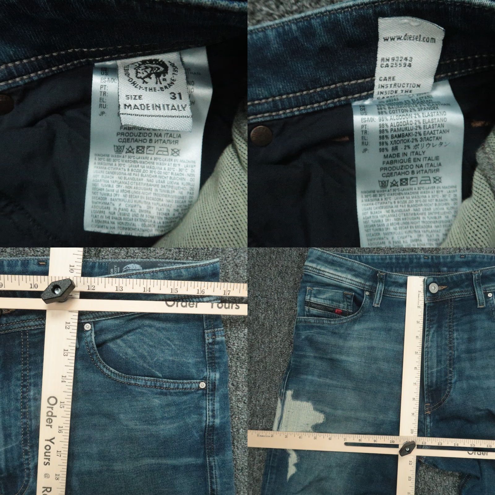 Diesel Diesel Jeans Mens 33x30 Blue Narrot T Joggjeans Distressed Stretch Denim Slim Straight 5-Pocket Regular Adult Mens Size US 33 - 8 Thumbnail