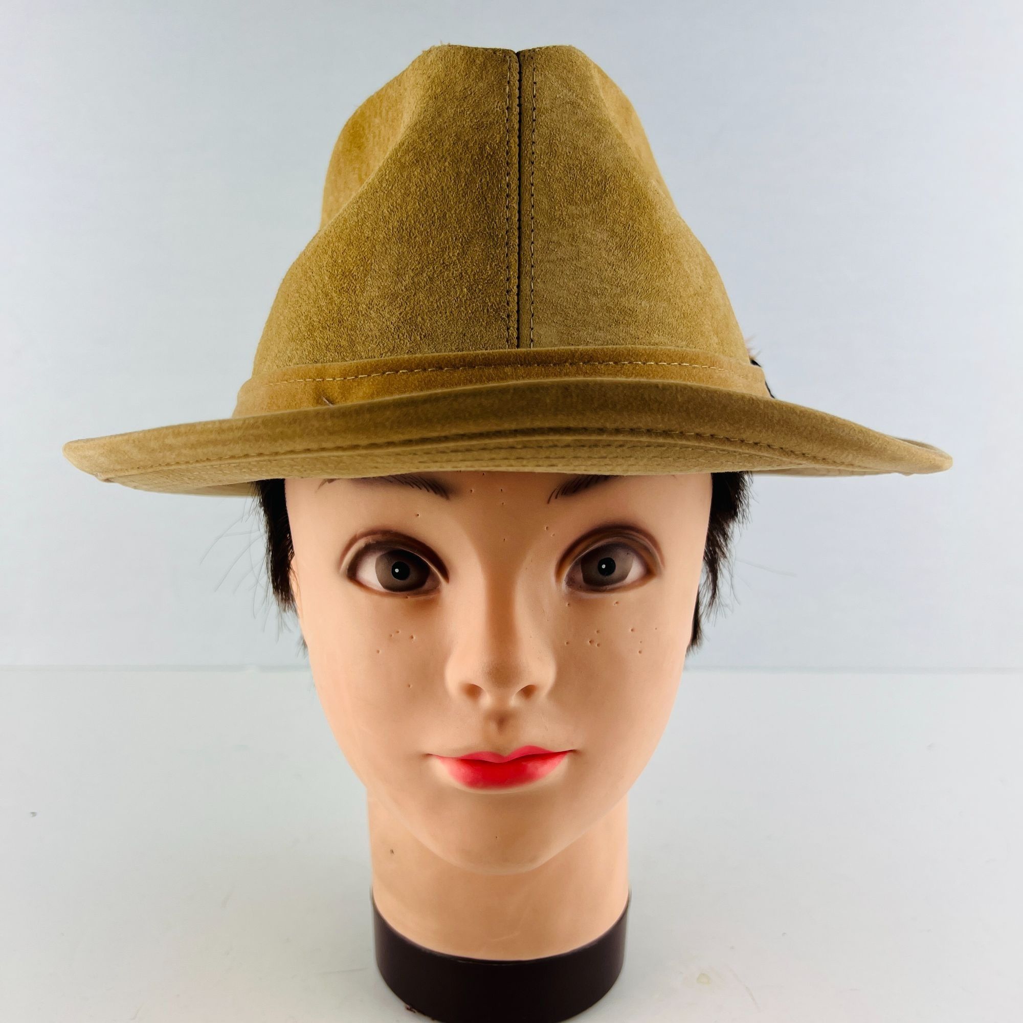 Other Dobbs Tan Suede Leather Fedora Hat with Feather Accent Size Size ONE SIZE - 2 Thumbnail