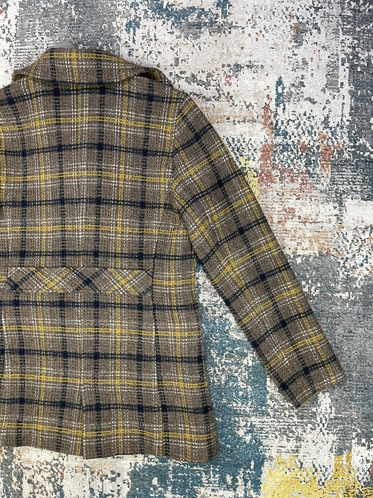 Blue Blue Japan B.L.U.E Checkered Plaid Double Breasted Coat Size XS / US 0-2 / IT 36-38 - 7 Thumbnail