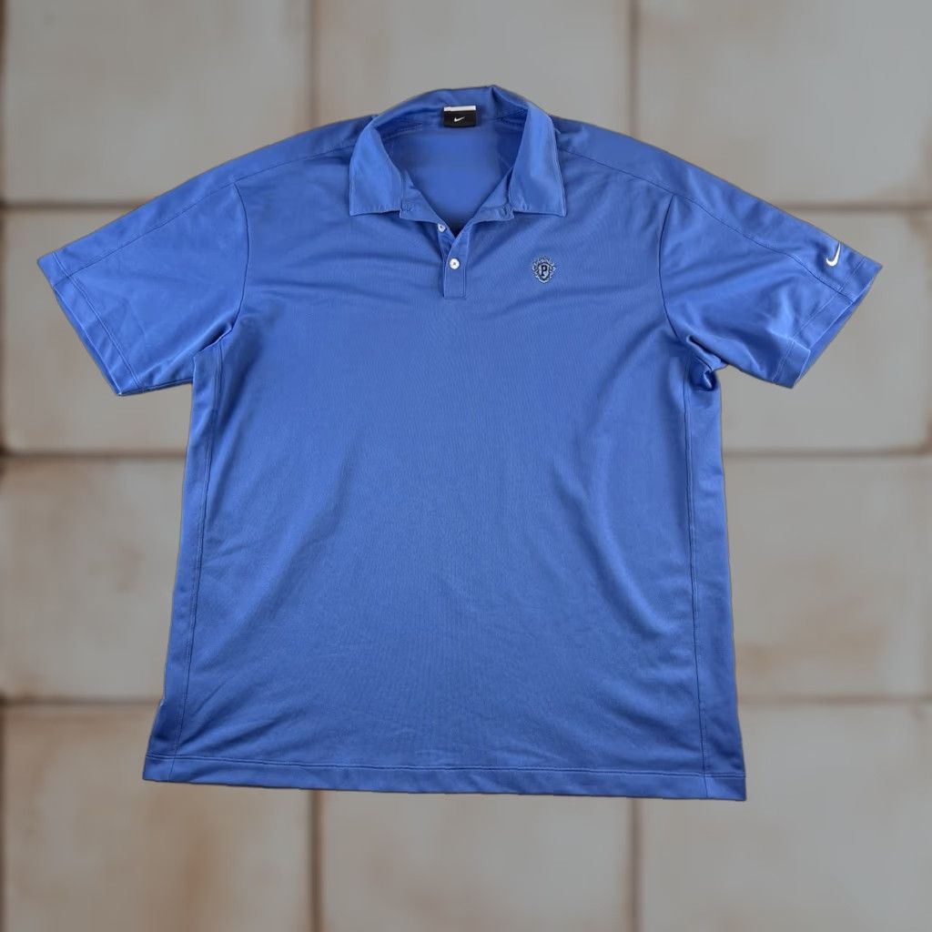 Nike Nike Golf Polo Shirt Men XXL Dri-FIT Blue Solid Short Sleeve Breathable Moisture Wicking Polyester Embroidered Logo Size US XXL / EU 58 / 5 - 1 Thumbnail