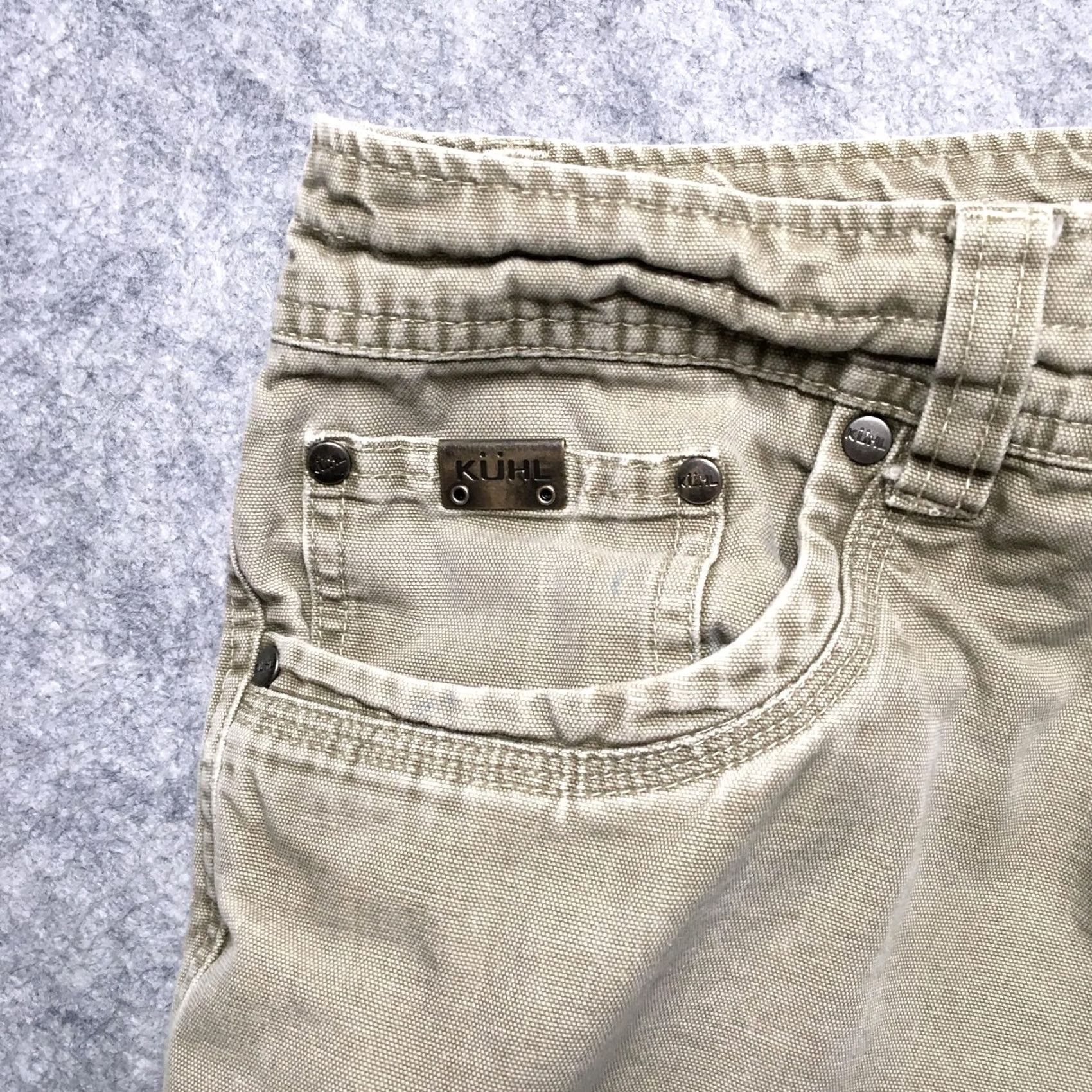 Vintage Kuhl Outkast Pants Mens 34x32 Beige Canvas Relaxed Straight Leg Front Zip Pocket 5-Pocket Size US 34 / EU 50 - 5 Thumbnail