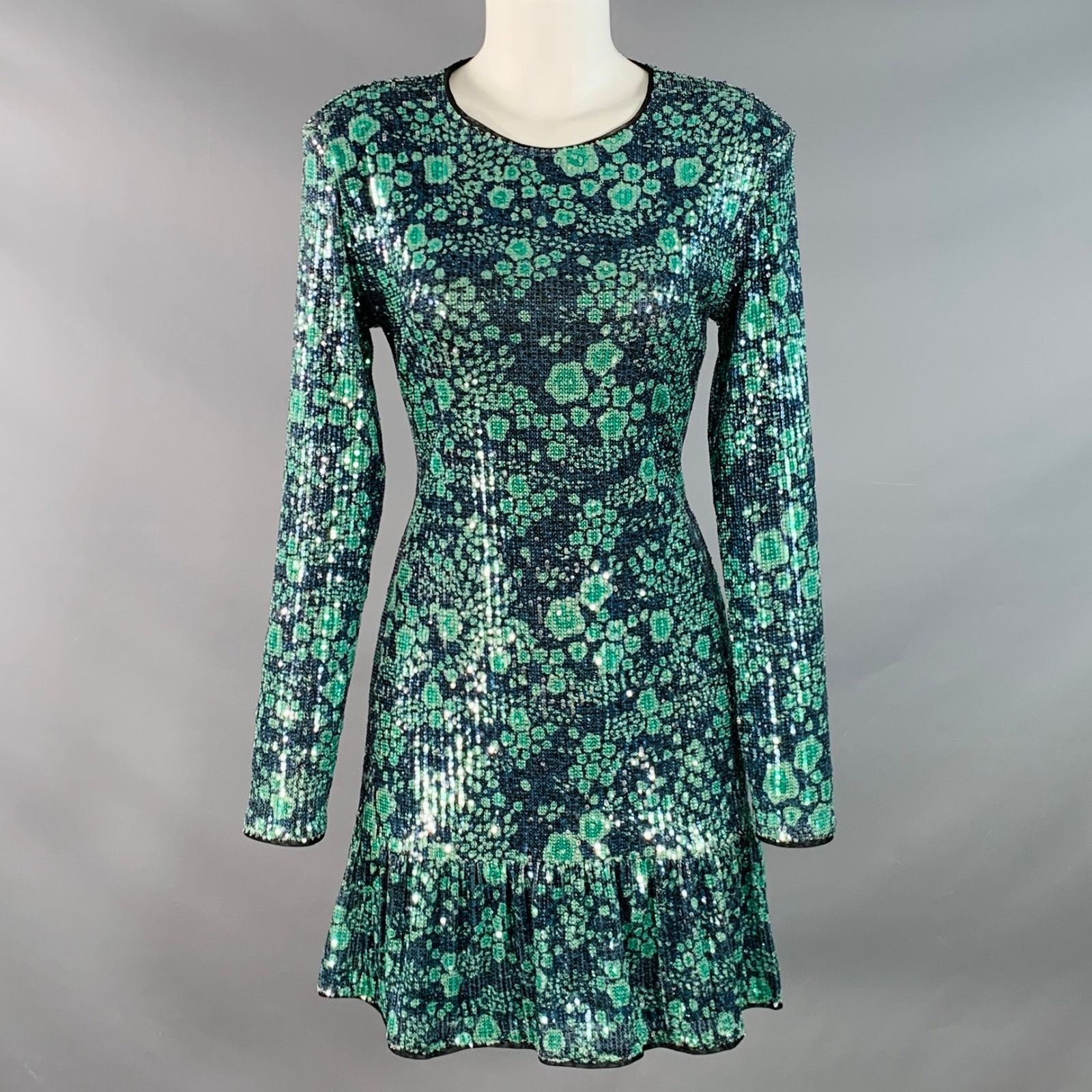 Baum und Pferdgarten M Navy Green Sequined Abstract Floral Cocktail Dress Size M / US 6-8 / IT 42-44 - 1 Thumbnail