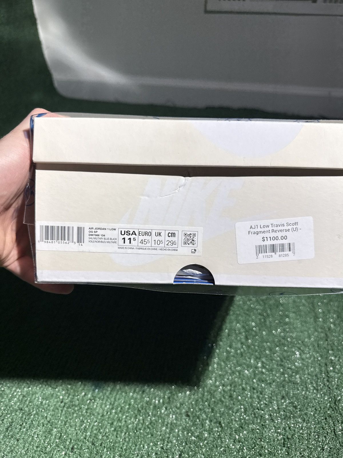 Fragment Design × Jordan Brand × Travis Scott Jordan 1 Low OG SP Fragment Travis Scott Sail Military Blue Size US 11.5 / EU 44-45 - 11 Thumbnail