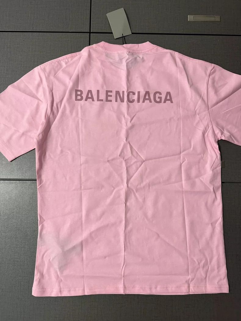 Balenciaga Balenciaga Pink classic basic T-shirt with small logo prin Size US XS / EU 42 / 0 - 8 Thumbnail