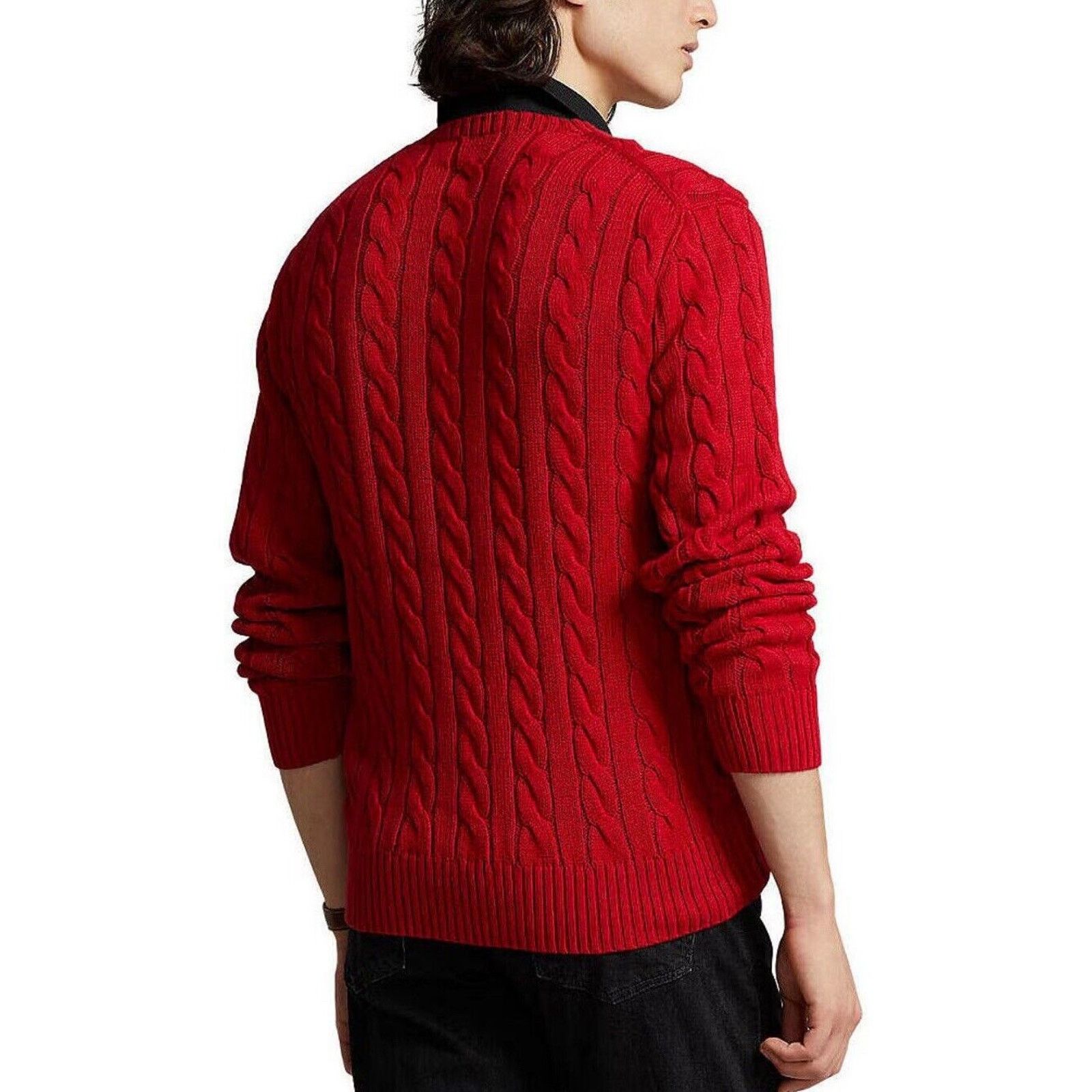 Polo Ralph Lauren NWT Polo Ralph Lauren Red Cotton Cable Knit Crewneck Sweater Size US XL / EU 56 / 4 - 5 Thumbnail