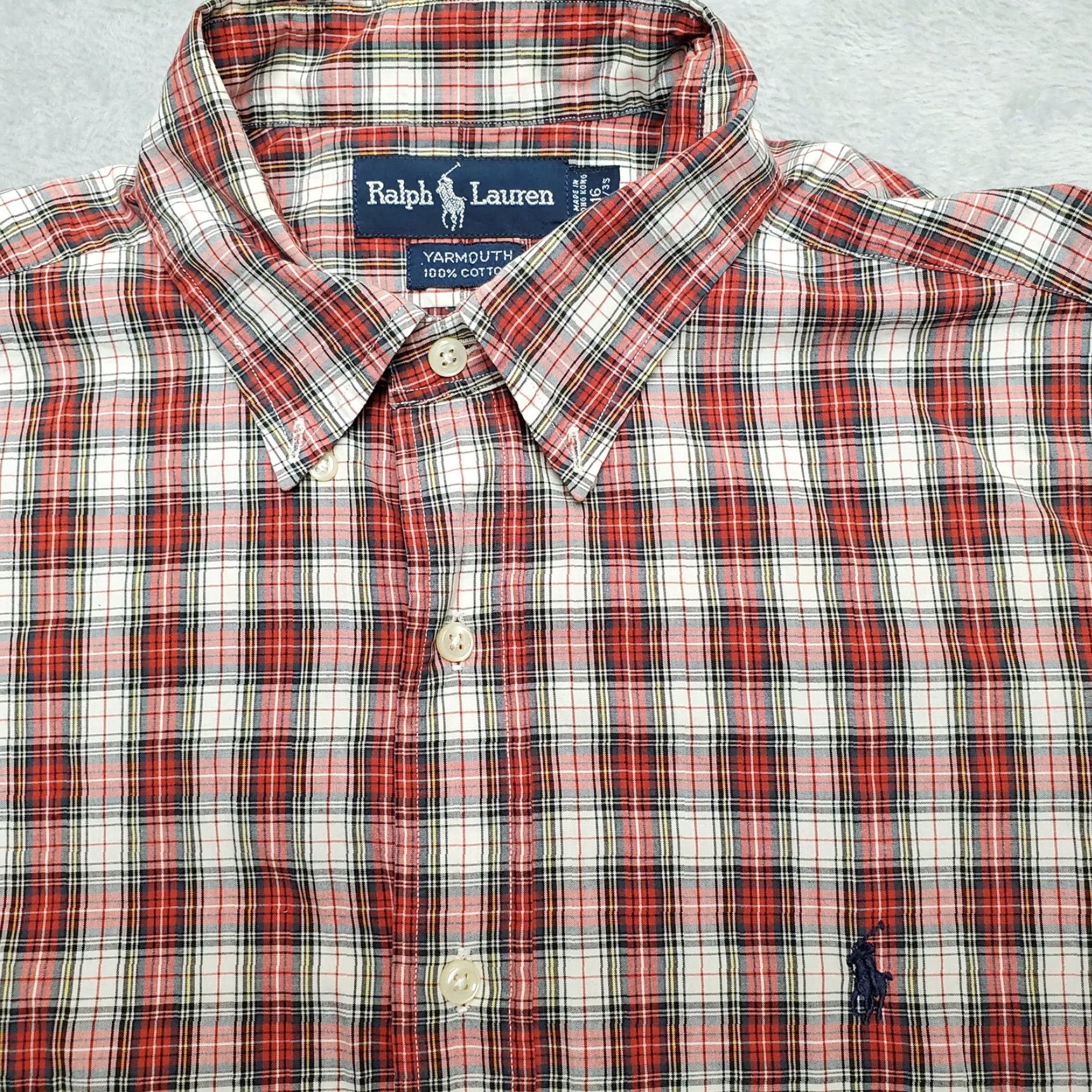 Polo Ralph Lauren VTG Ralph Lauren Shirt Mens 16 Red Plaid Yarmouth 100% Cotton Long Sleeve Button Up Shirt Mens Red Plaid Size US S / EU 44-46 / 1 - 4 Thumbnail