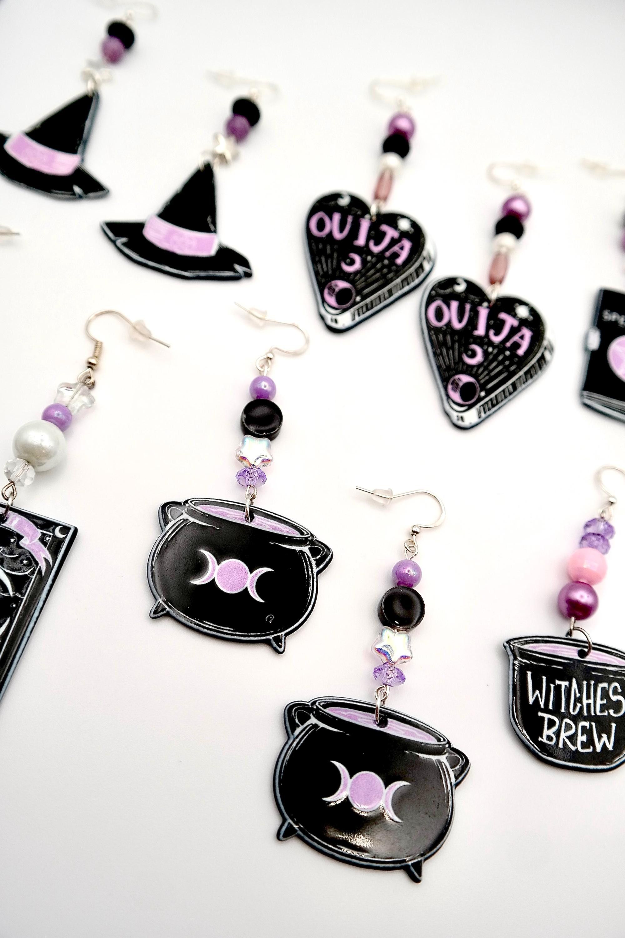 Handmade Witchy Black & Lavender Earrings Size ONE SIZE - 10 Thumbnail