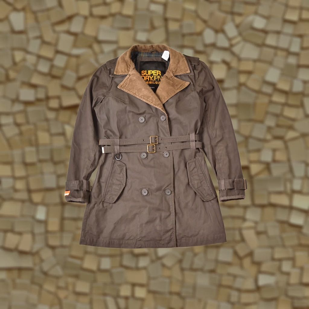 Superdry VINTAGE Superdry Safari Mac Womens Wax Coat Jacket L Brown Trench Coat Cotton Coat Womens L Brown Size L / US 10 / IT 46 - 1 Thumbnail