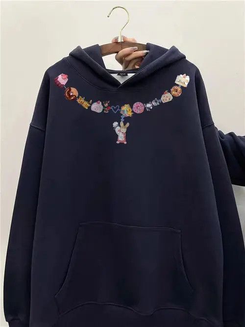 VIBE Vintage Niche Design Thickened Loose XL Hooded Sweatshirt Size US XL / EU 56 / 4 - 6 Thumbnail