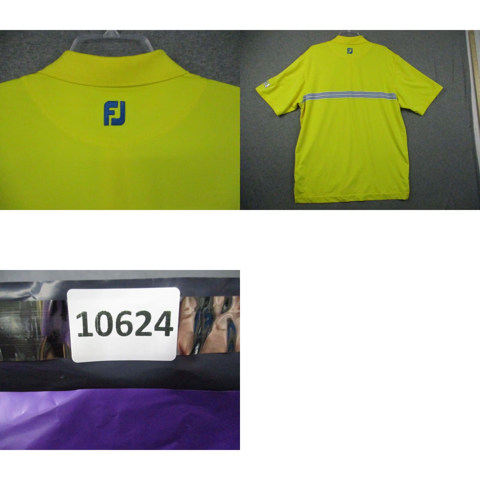 Footjoy VINTAGE Footjoy FJ Shirt Large Men Polo Short Sleeve Golf Neon Yellow Stripe Size US L / EU 52-54 / 3 - 8 Thumbnail