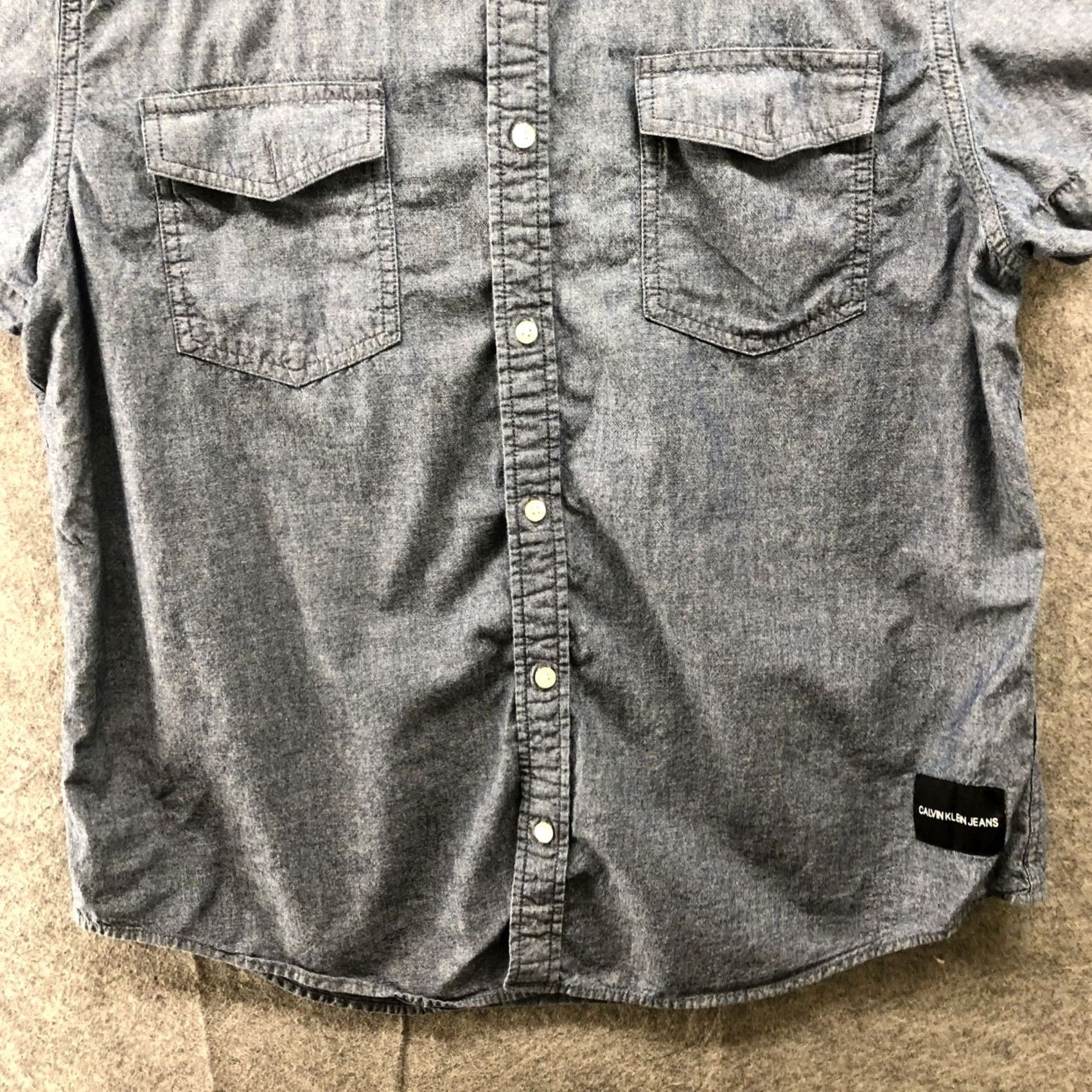 Calvin Klein Calvin Klein Utility Shirt Mens XL Blue Cotton Flap Pocket Button Up Western Size US XL / EU 56 / 4 - 4 Thumbnail
