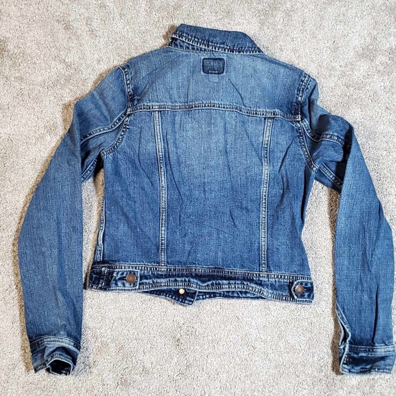 American Eagle Outfitters VINTAGE American Eagle Denim Jacket Womens Small PS Blue Jean Distressed Trucker Size 28" / US 6 / IT 42 - 4 Thumbnail