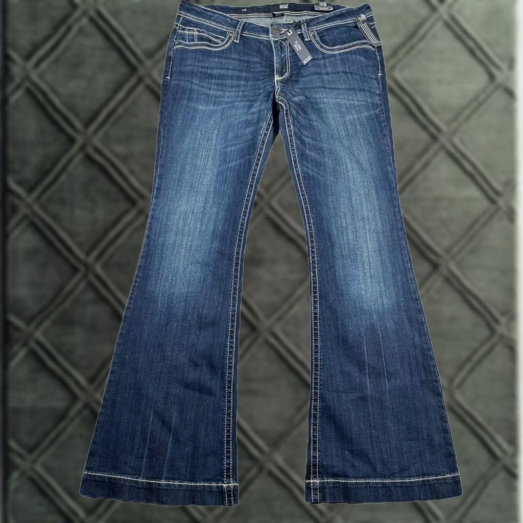 Bell a.n.a Jeans Womens 14 Flare Lower Rise Bell Bottom Contrast Stitch Y2K Western Size 36" / US 14 / IT 50 - 1 Thumbnail
