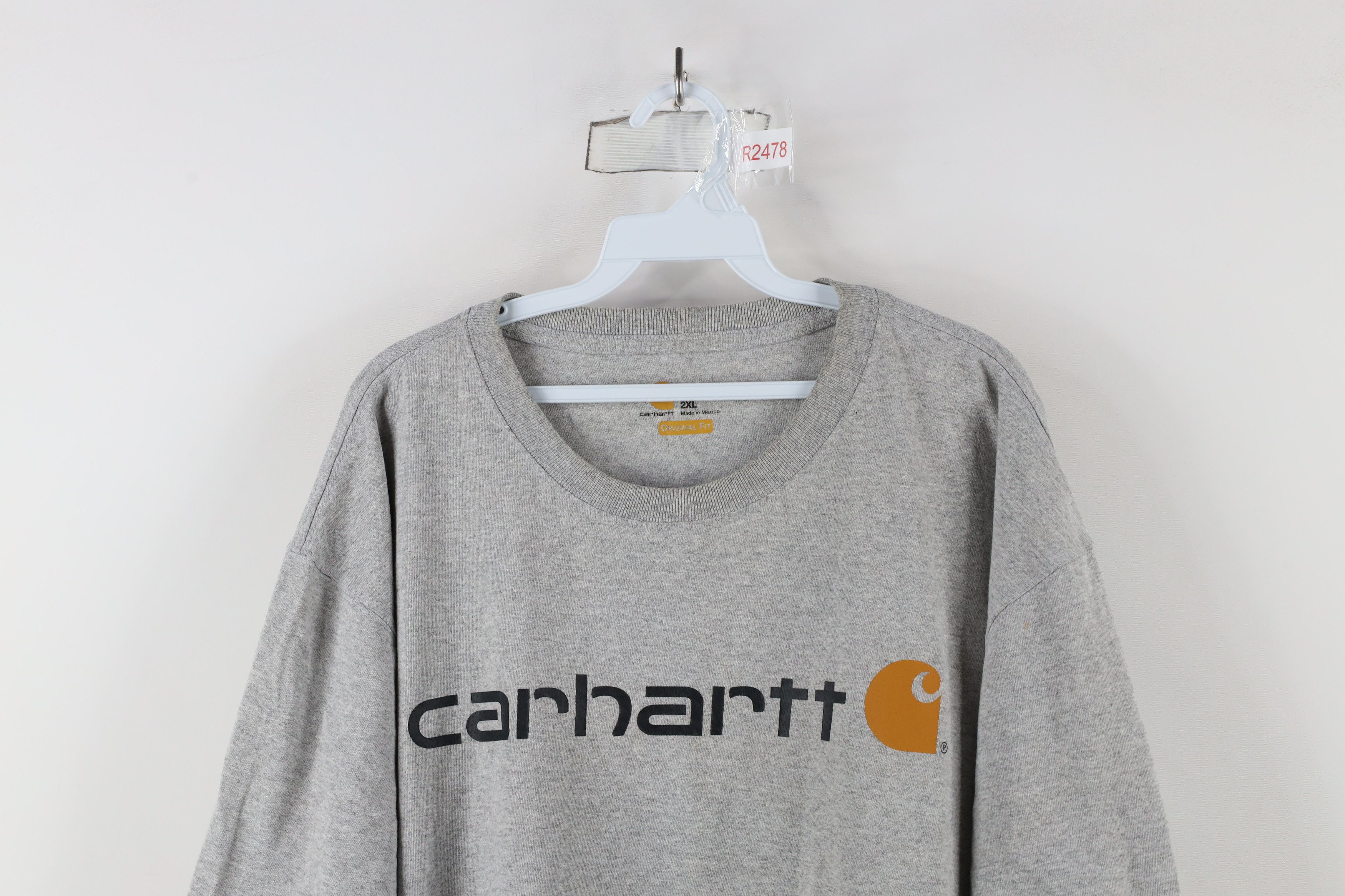 Carhartt × Vintage Vintage Carhartt Big Logo Short Sleeve T-Shirt Heather Gray Size US XXL / EU 58 / 5 - 2 Thumbnail