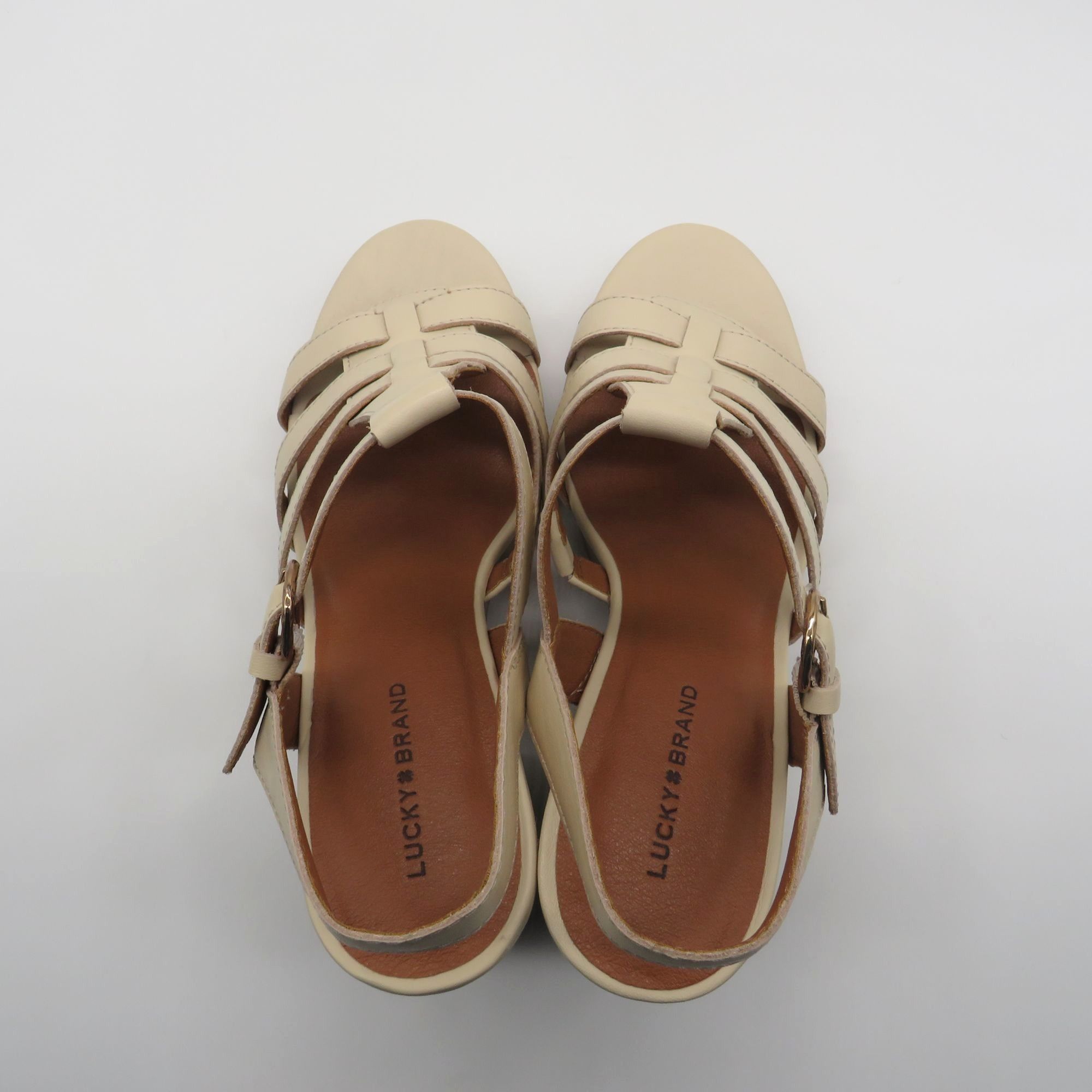 Lucky Brand Lucky Brand Beige Strappy Chunky Heel Sandals Size 10 Adjust Size US 10 / IT 40 - 5 Thumbnail