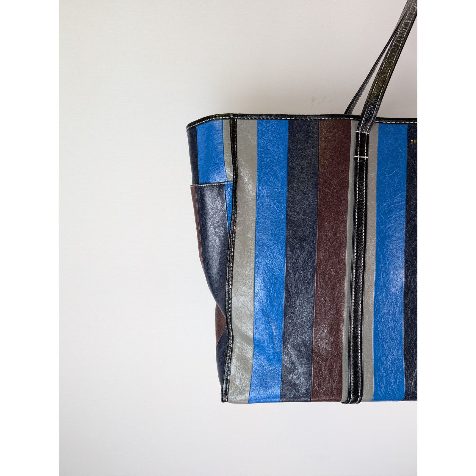 Balenciaga o1rshd1 Striped Arena Lamb PA Shatelet Carry All Tote Bag Size ONE SIZE - 4 Thumbnail
