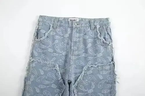 Japanese Brand × Vintage Y2k Double Knee Paisley Denim Jeans Size US 34 / EU 50 - 4 Thumbnail