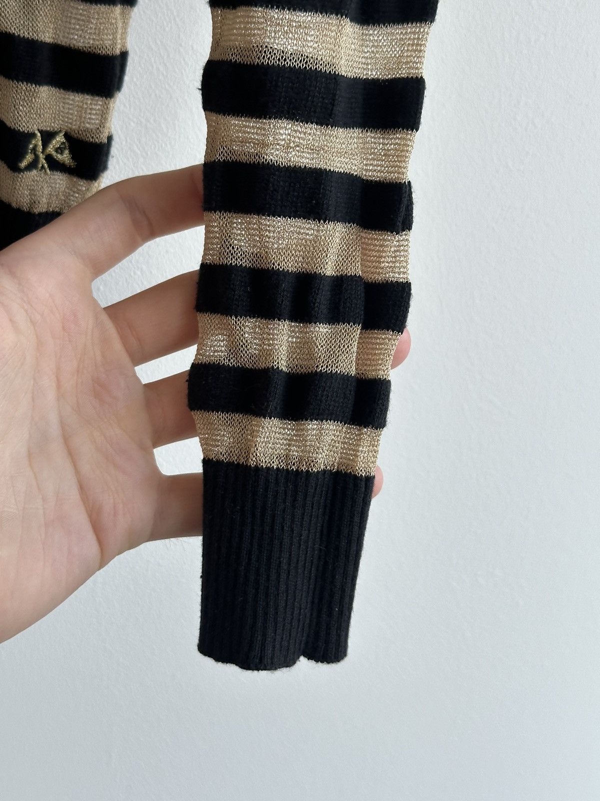 Burberry 90s Thomas Burberry Striped Black/Gold Knit Cardigan Size S Size US S / EU 44-46 / 1 - 5 Thumbnail