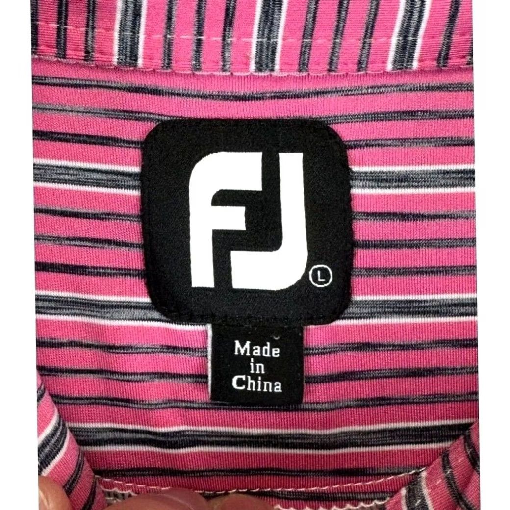 Footjoy FootJoy FJ Polo Shirt Mens Large Pink Grey Striped Short Sleeve Golf Rugby Breathable Lightweight Stretch Collared Athletic Pre-Owned Good Size US L / EU 52-54 / 3 - 3 Thumbnail