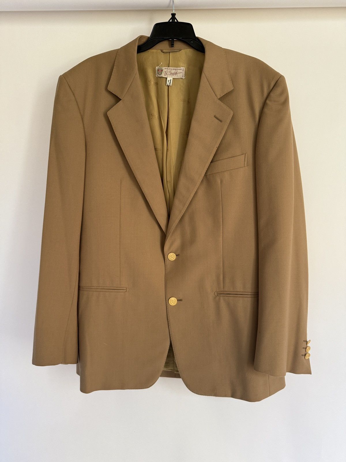 Gucci GUCCI Tan 100% Wool Men's Blazer Jacket Size 50R - 4 Thumbnail