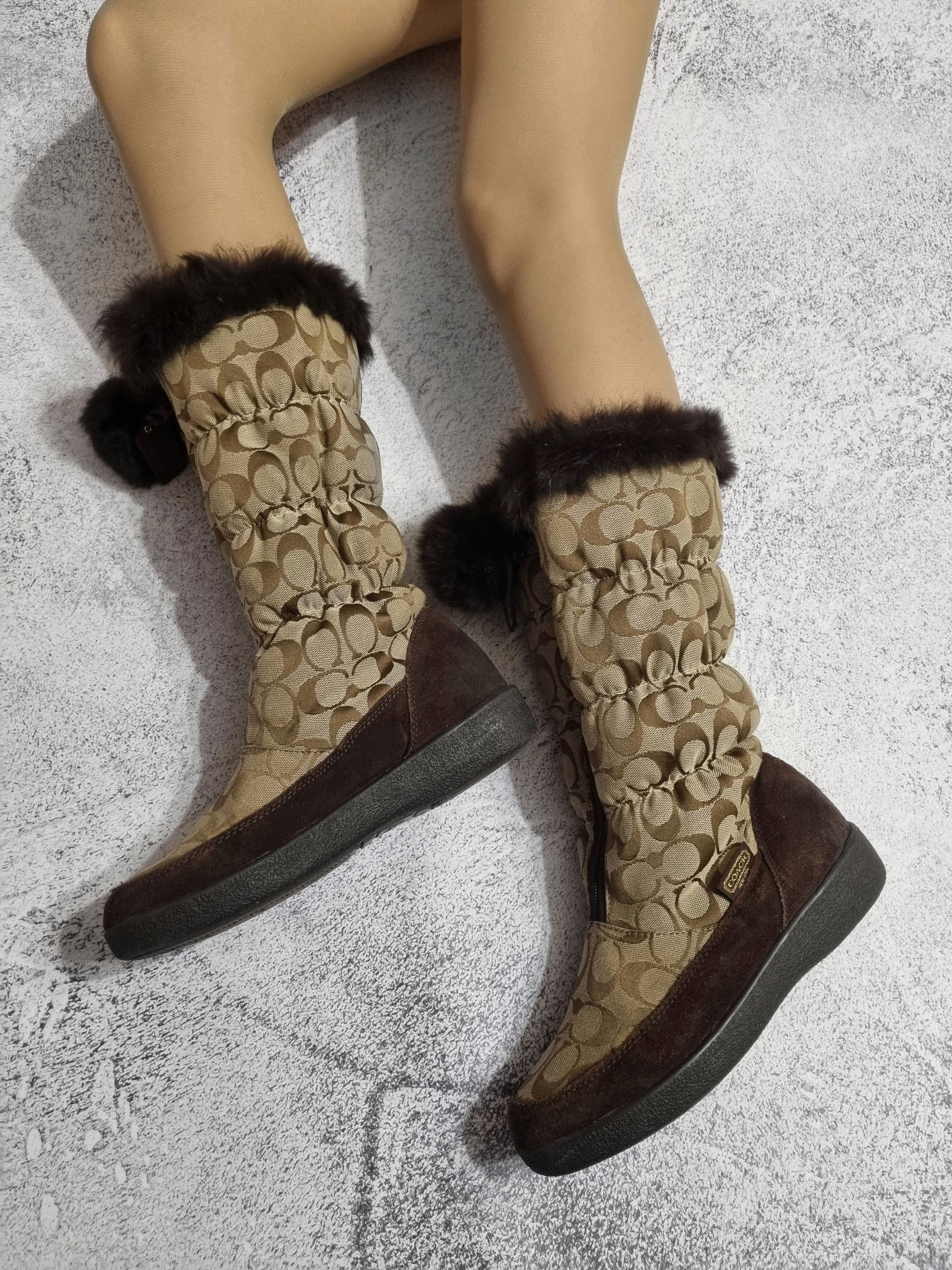 Coach Coach Theona Signature Jacquard Winter Boots Faux Fur Size US 9 / IT 39 - 1 Thumbnail