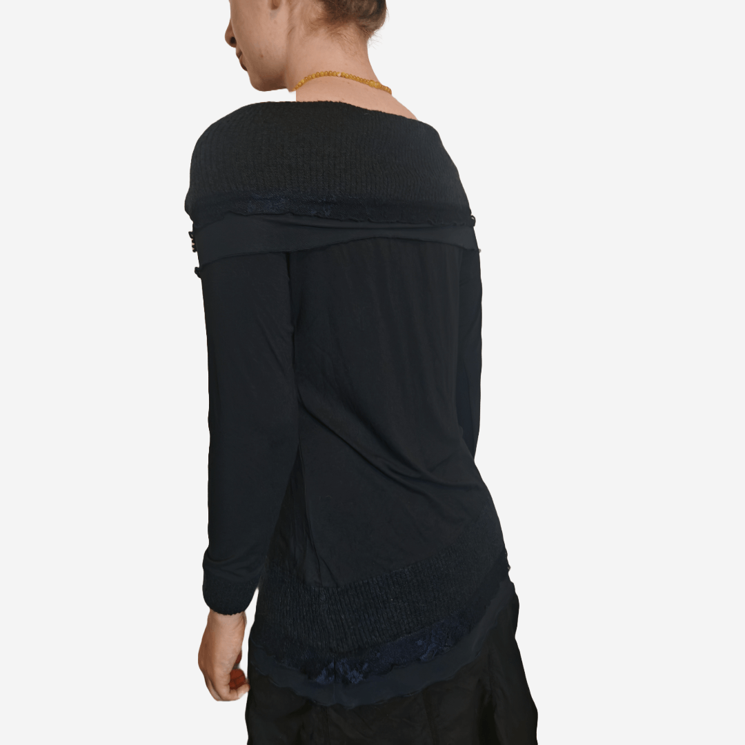 Linea Rare Vintage Linea Tesini Navy Blue Off Shoulder Tunic Size L / US 10 / IT 46 - 2 Thumbnail