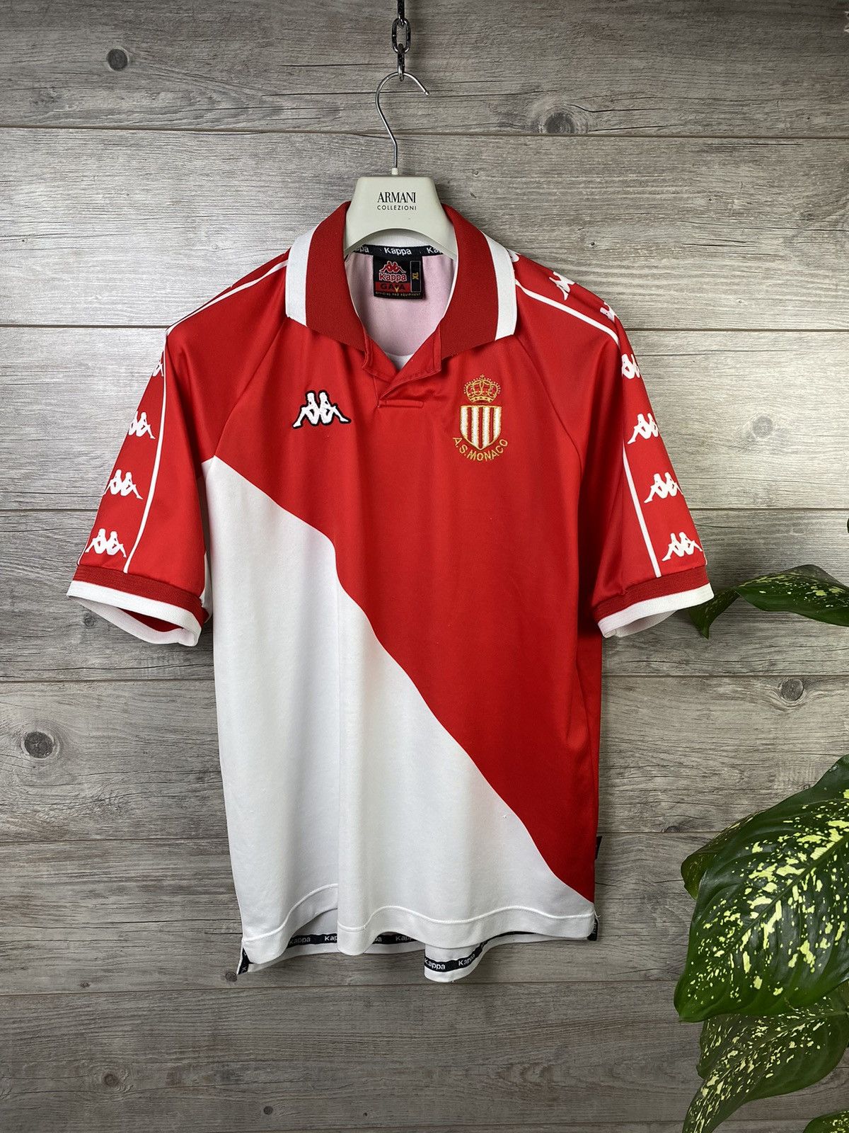 image of Club Monaco x Kappa A S Monaco Soccer Tees Football Home Vintage in White/Red, Men's (Size XL)