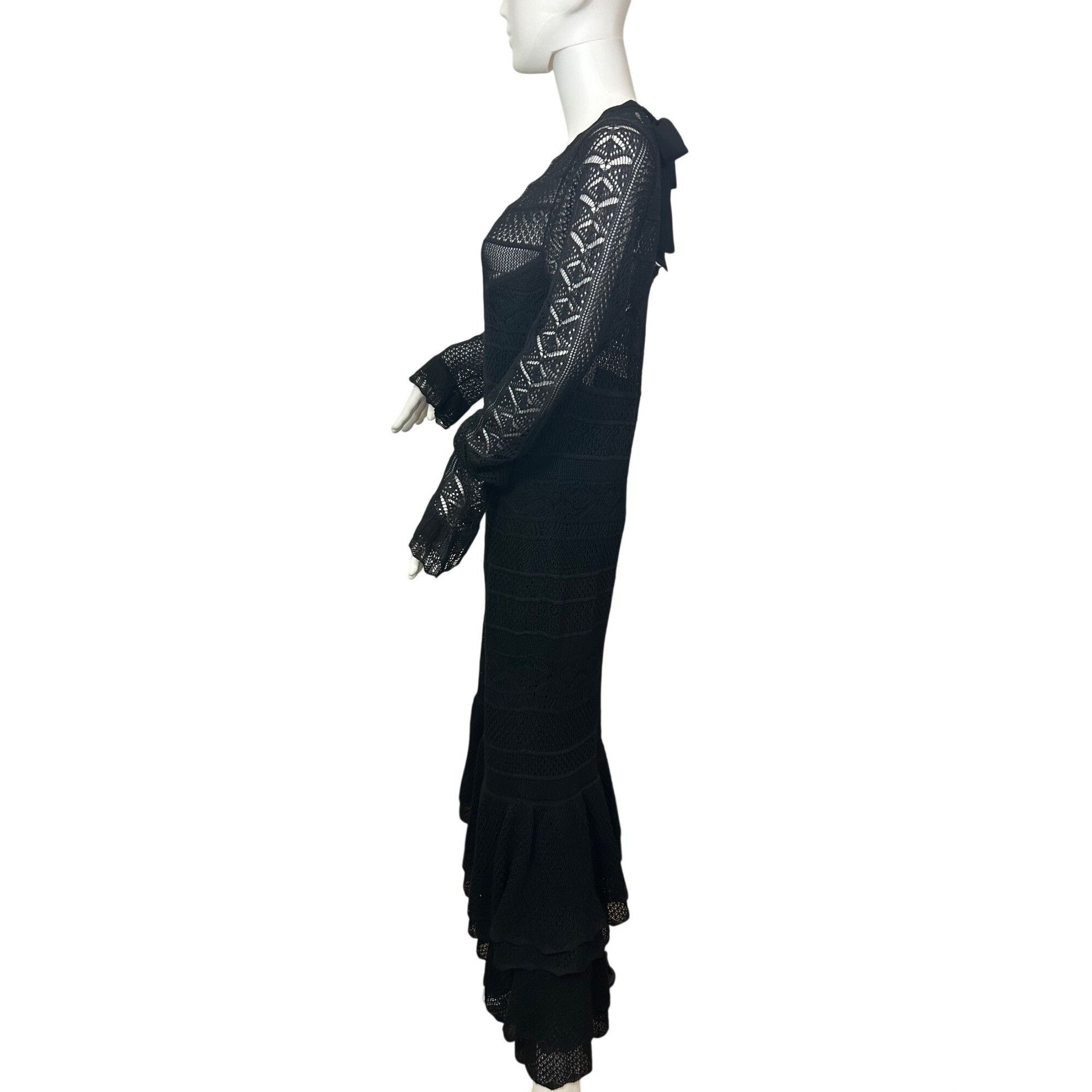Polo Ralph Lauren Polo Ralph Lauren Maxi Dress L Black Lace Knit Long Sleeved Size L / US 10 / IT 46 - 2 Thumbnail