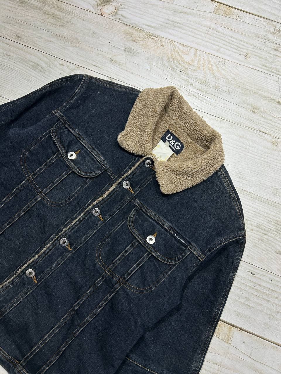 Dolce & Gabbana Vintage Dolce Gabbana Denim Jacket Sherpa Y2K Size L / US 10 / IT 46 - 2 Thumbnail