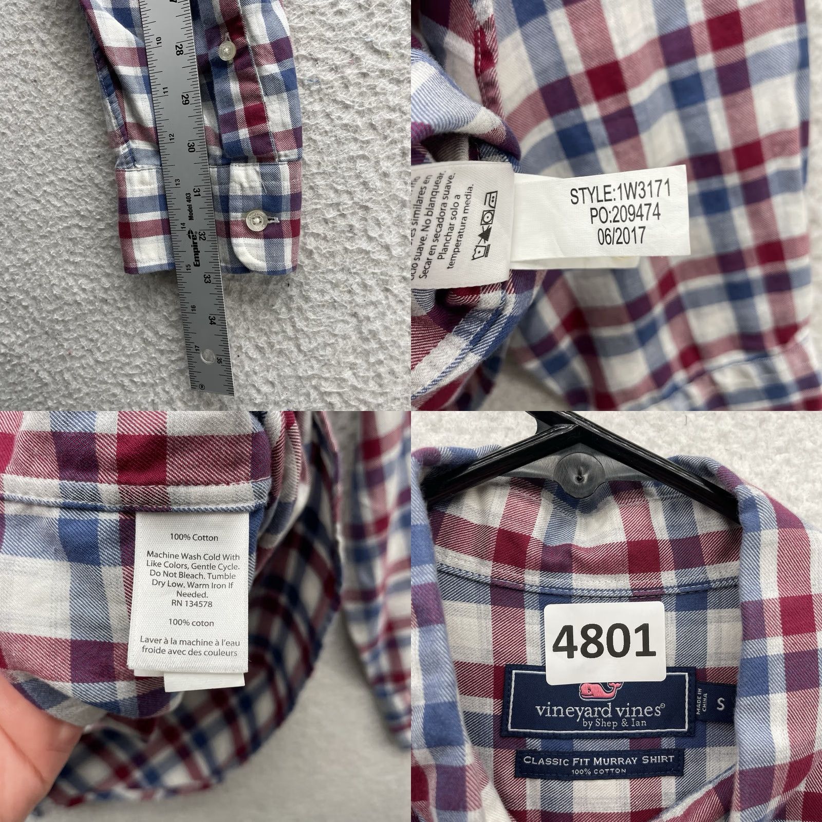 Vineyard Vines Vineyard Vines Murray Shirt Mens S Classic Fit Red Blue Plaid Check Preppy Size US S / EU 44-46 / 1 - 8 Thumbnail