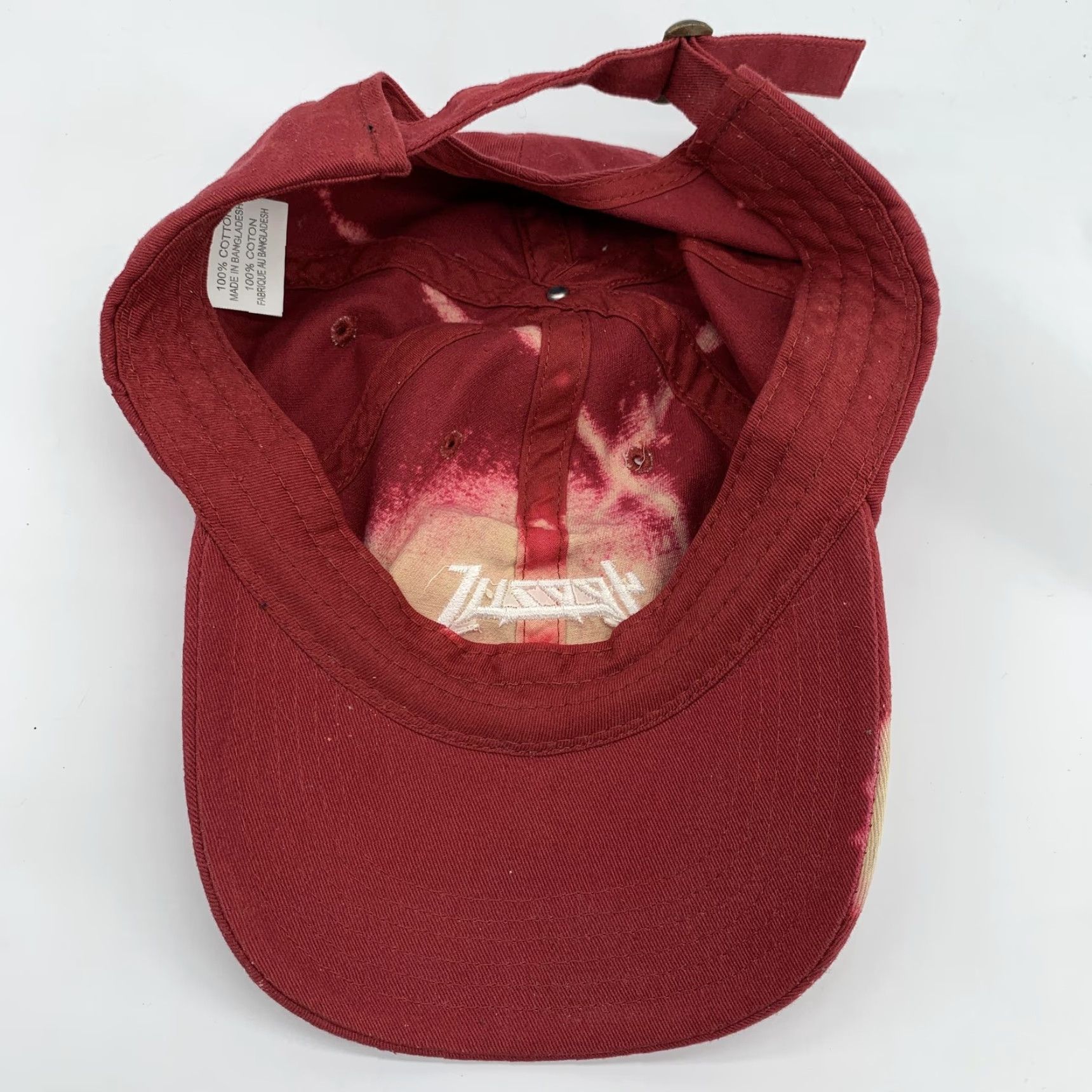 Logo 7 Yeezus Hat Cap Baseball Red Twill Strap Back Mens One Size Adjustable Logo Bleach Wash Front Yeezus Wordmark Modern Streetwear Summer Casual Mens Cap Size ONE SIZE - 4 Thumbnail