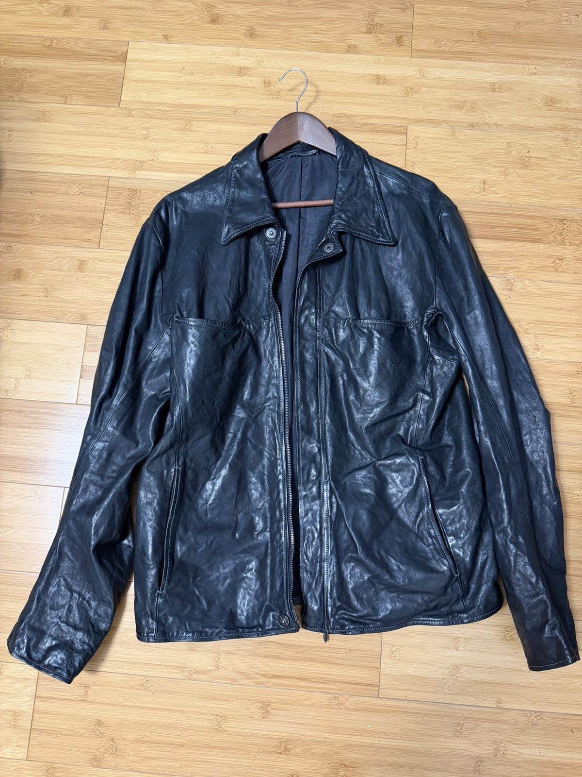 Guidi × Incarnation heavy black high neck leather jacket 48 M