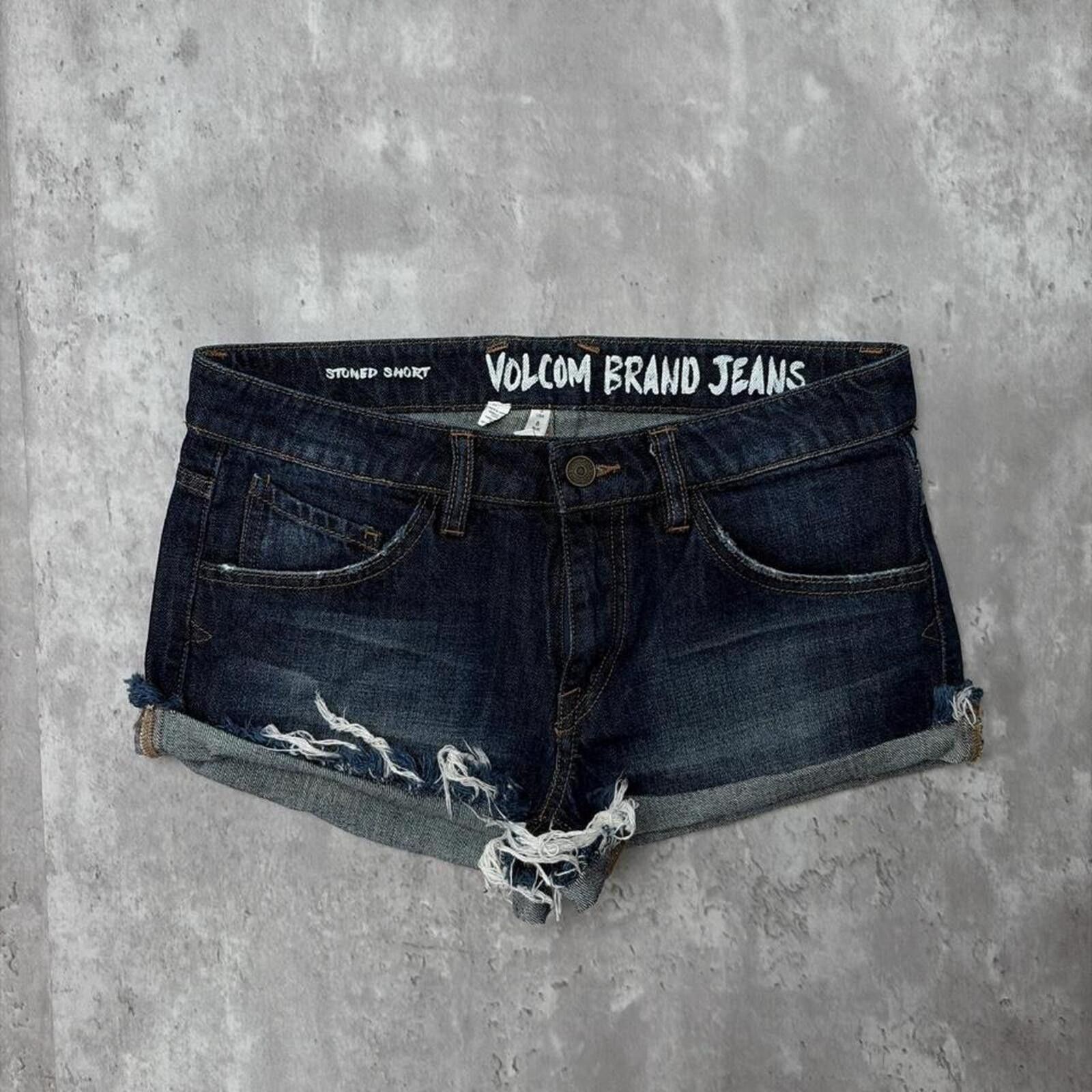 Volcom Y2K Dark Wash Volcom Stone Surf Grunge Mini Denim Shorts Size 42" / US 20 - 2 Thumbnail