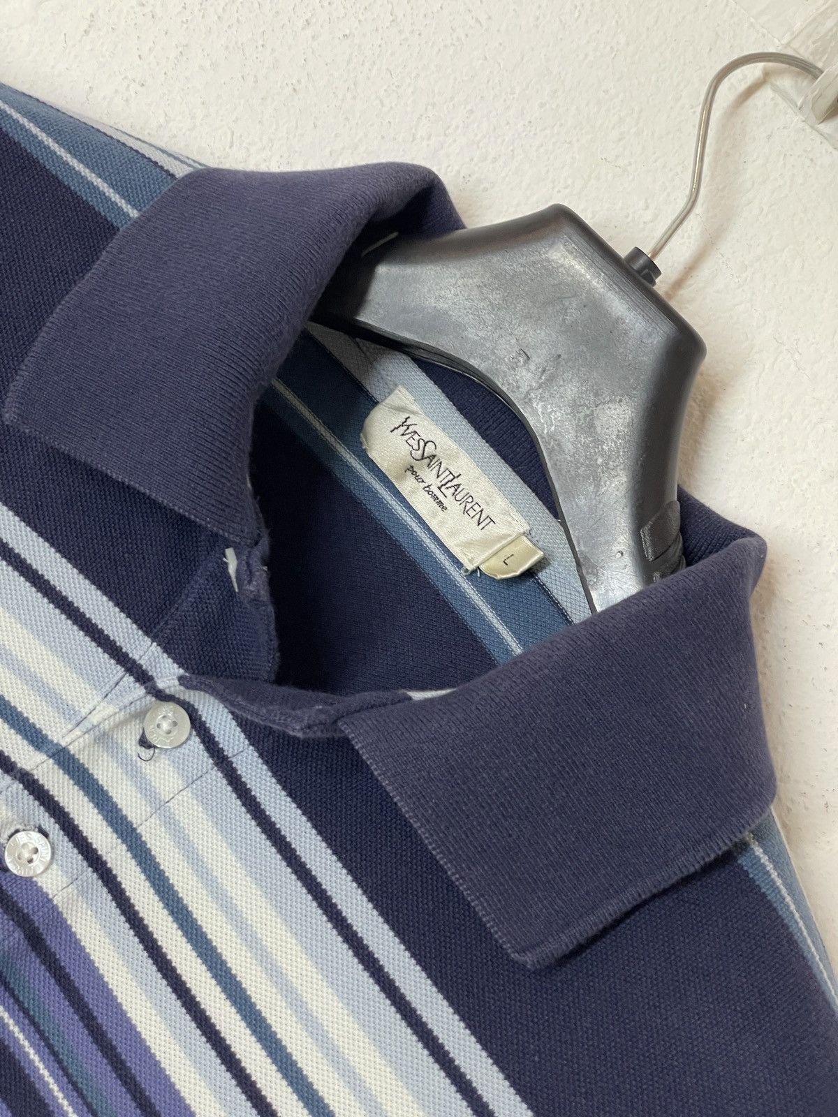 Yves Saint Laurent Vintage Yves Saint Laurent YSL striped Polo Shirt Size US L / EU 52-54 / 3 - 3 Thumbnail