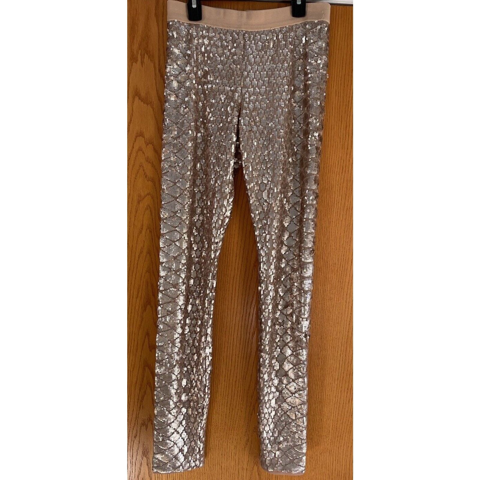 Bcbgmaxazria BCBGMaxazria Snake Sequin Pants Rose Gold Dena Skinny $398 S Size 27" / US 4 / IT 40 - 1 Thumbnail