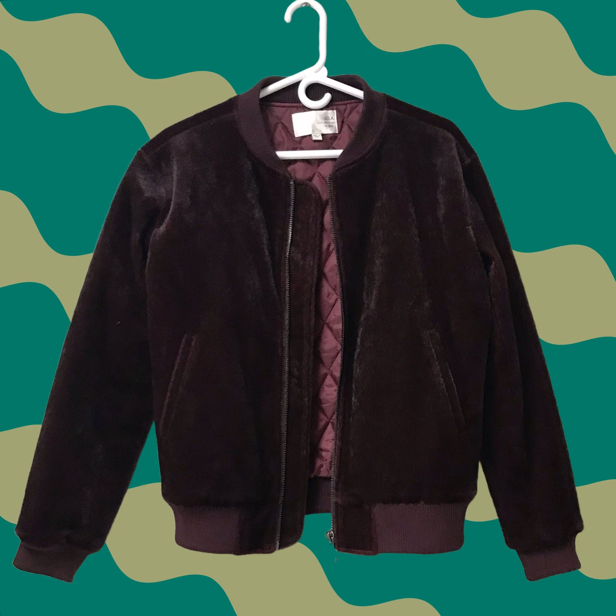 Vintage J.O.A. Los Angeles Women Burgundy Faux Fur Zip Varsity Bomber Jacket Coat S Size S / US 4 / IT 40 - 1 Thumbnail