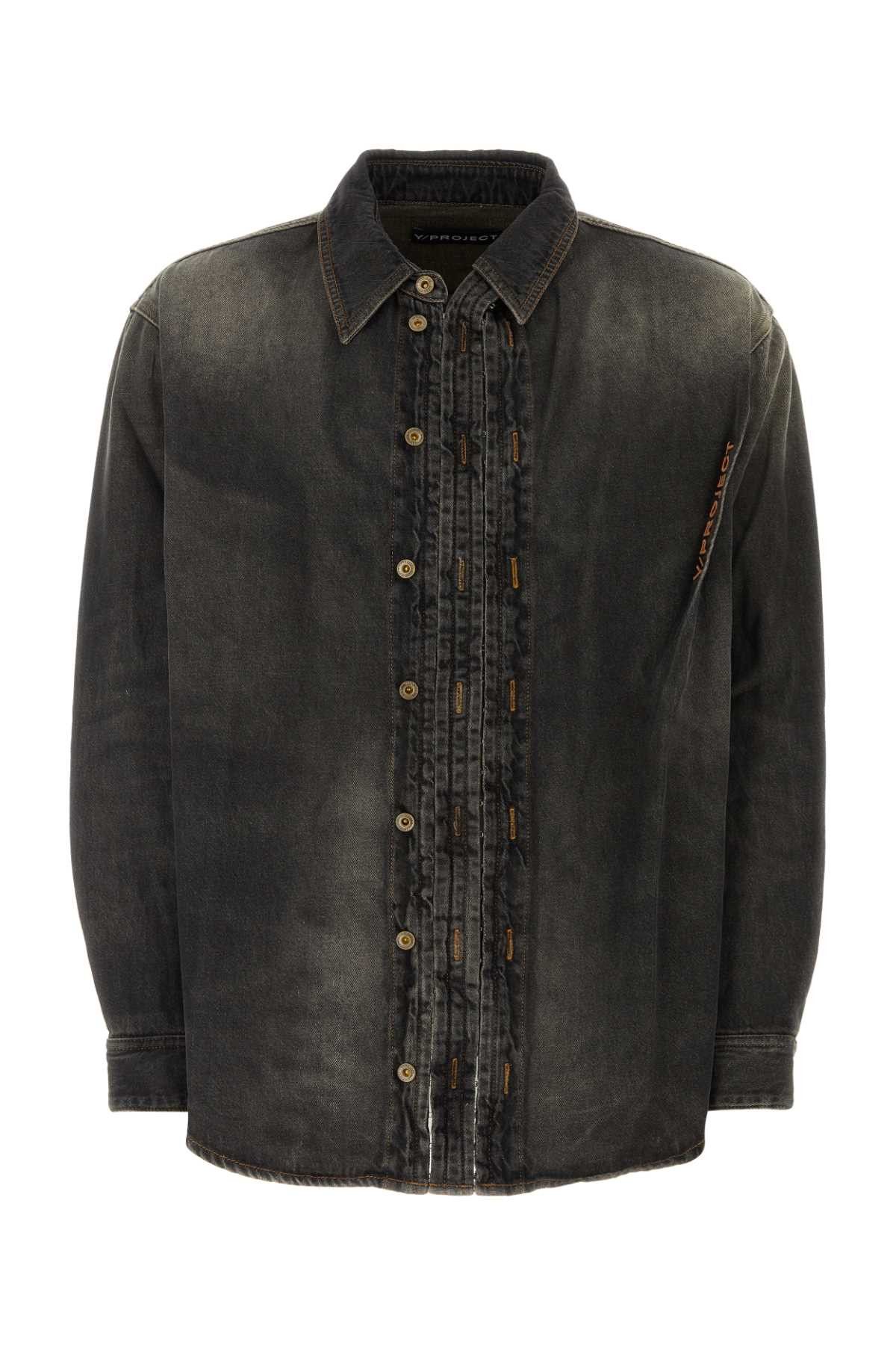 image of Yproject Black Denim Shirt, Men's (Size Small)